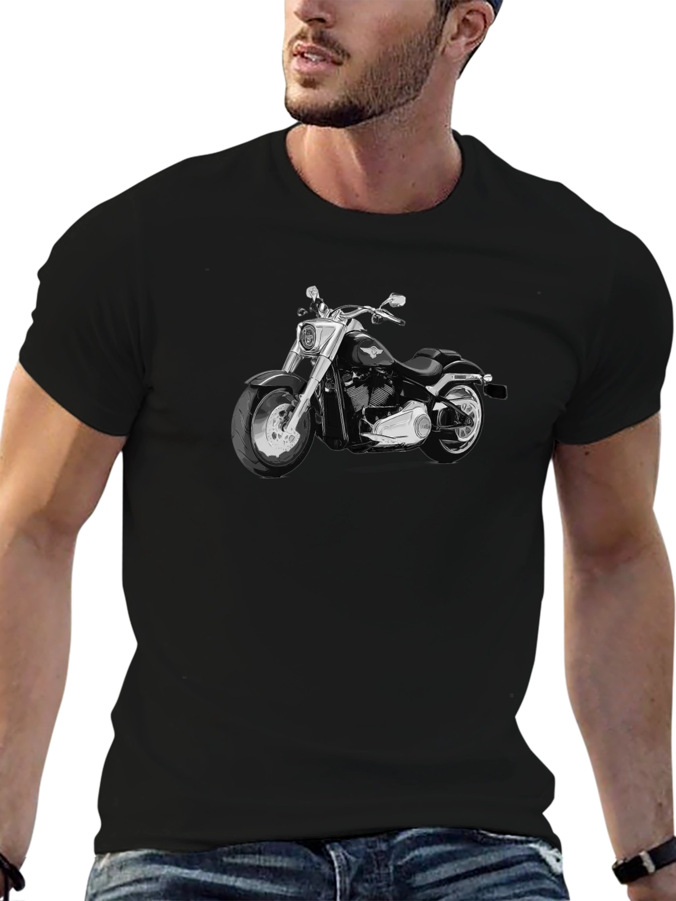 Motorcycle Graphic Black T-Shirt