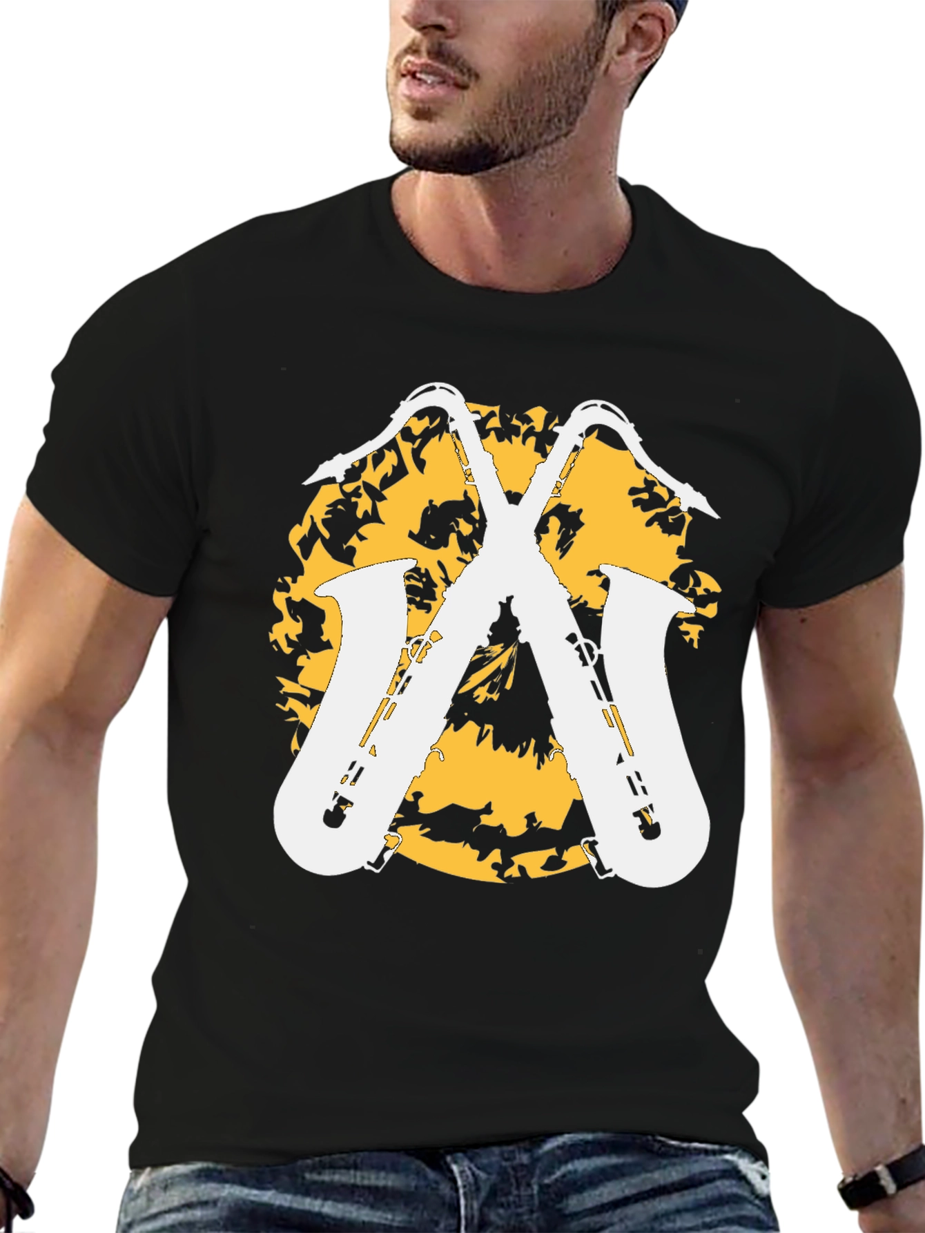 Saxophone Graphic Tee - Stylish Music Lovers Shirt