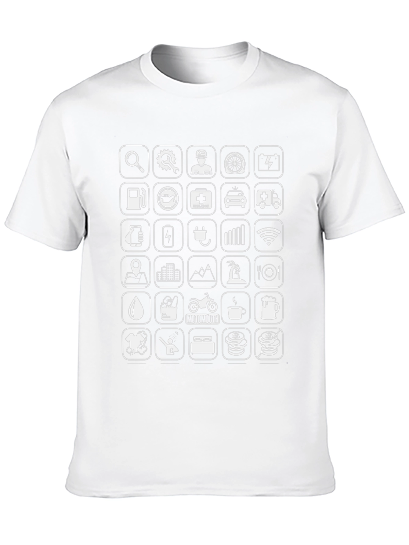 Mens Black Graphic T-Shirt - Road Trip Icons