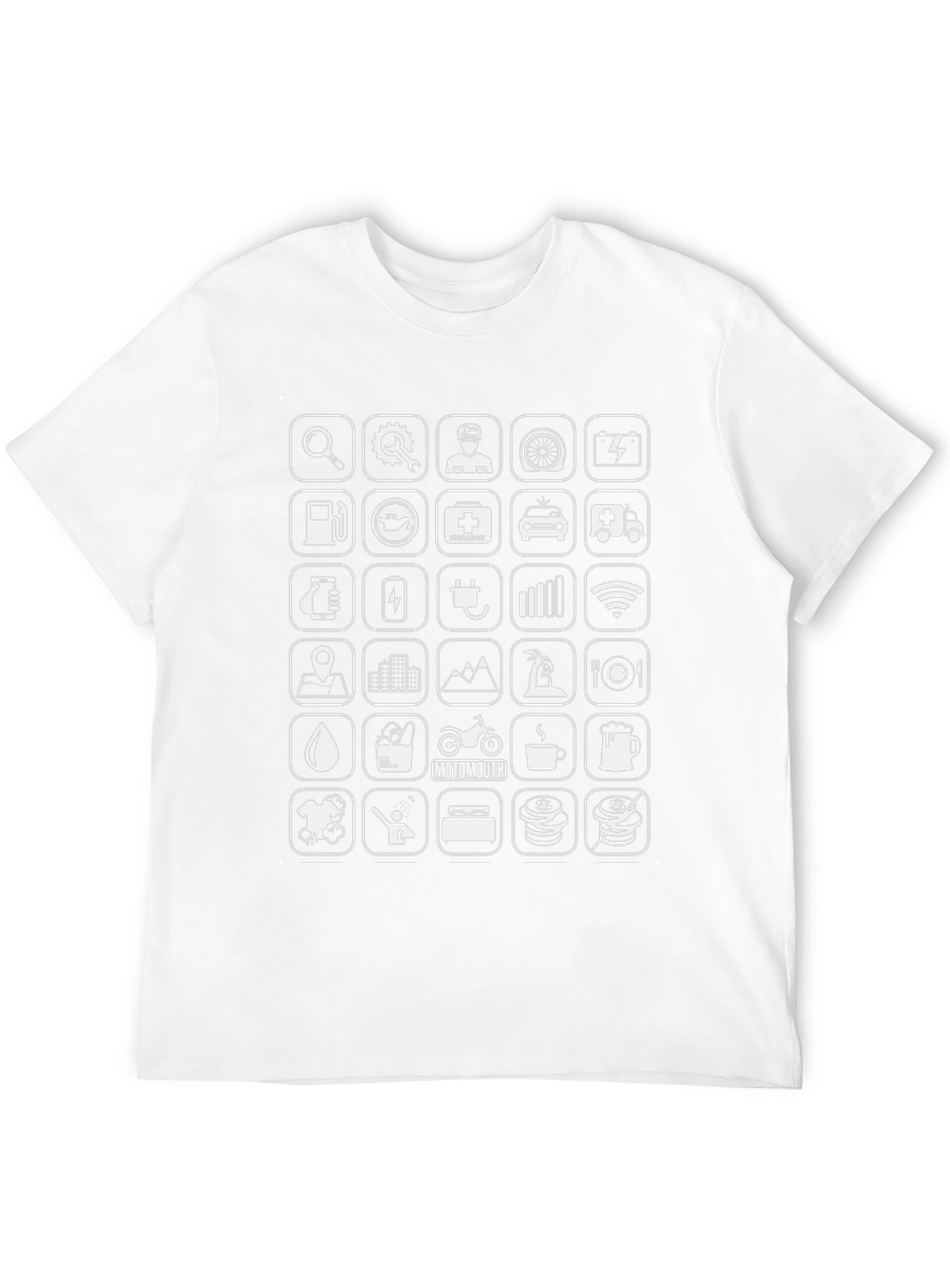 Mens Black Graphic T-Shirt - Road Trip Icons