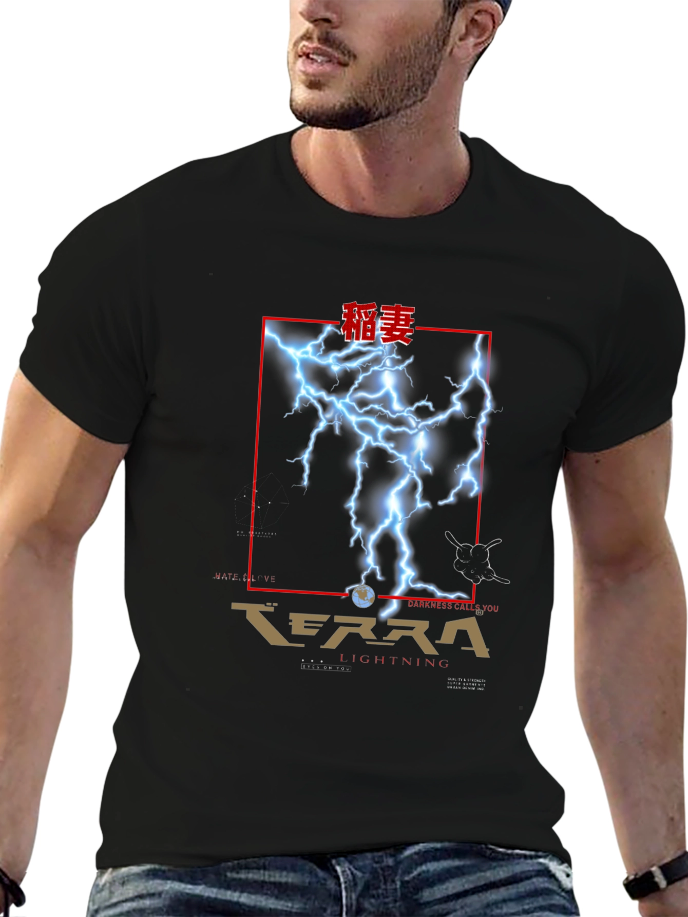 Terra Lightning Graphic T-Shirt - Black