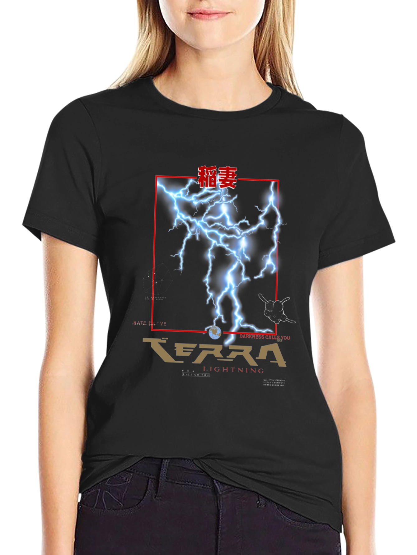 Terra Lightning Graphic T-Shirt - Black