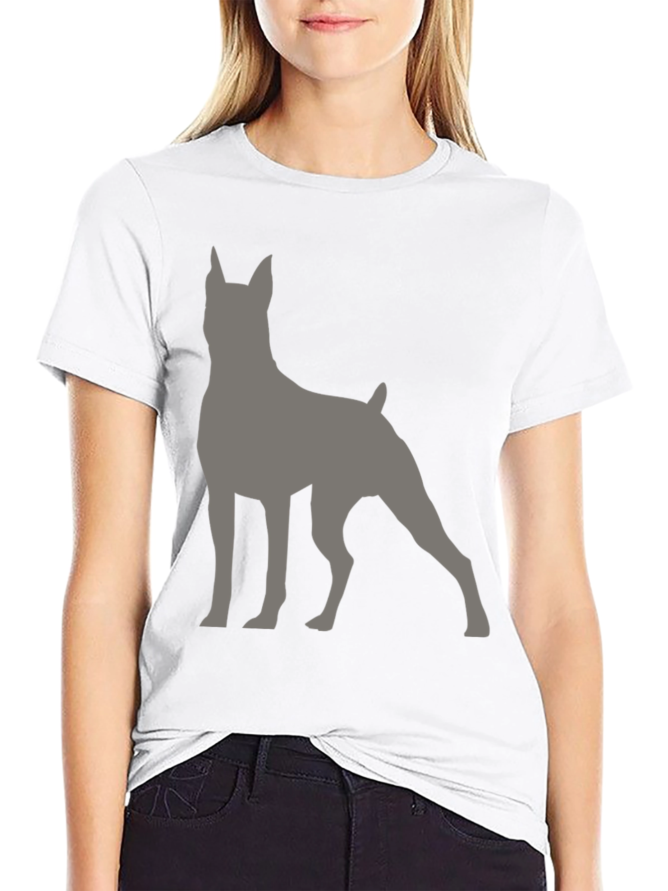 Dog Silhouette Graphic T-Shirt - Black