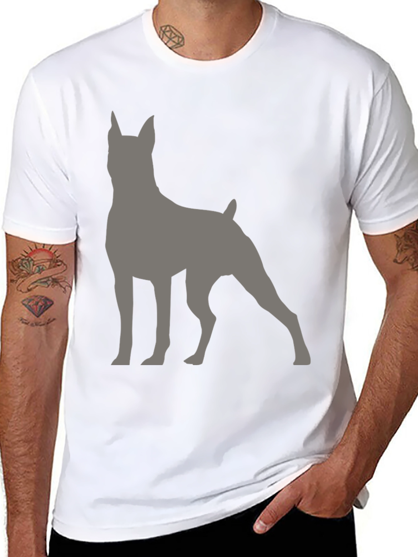 Dog Silhouette Graphic T-Shirt - Black
