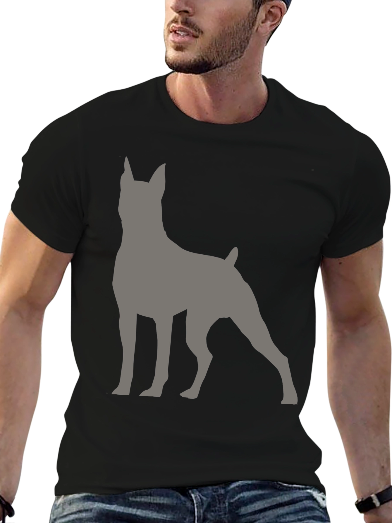 Dog Silhouette Graphic T-Shirt - Black