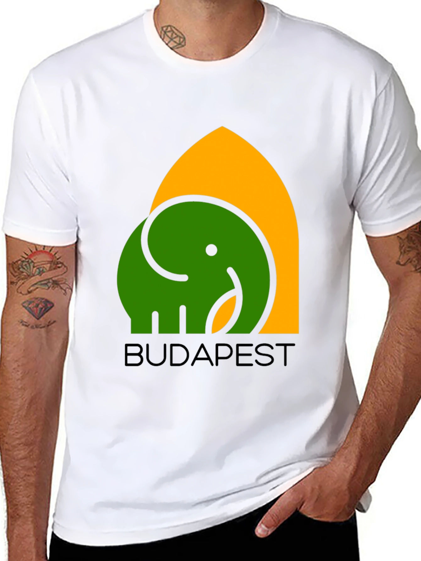 Budapest Elephant Graphic T-Shirt - Black