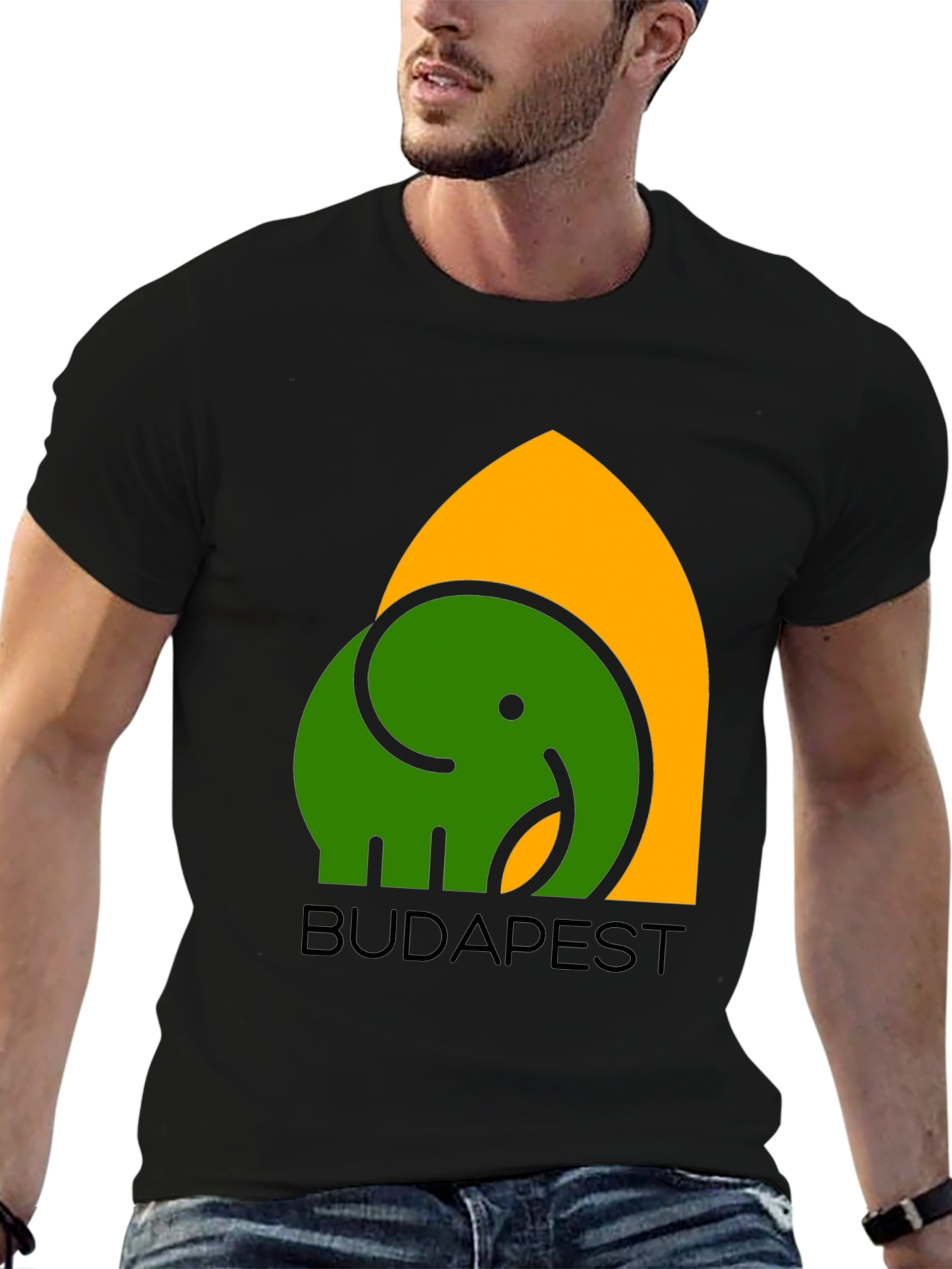 Budapest Elephant Graphic T-Shirt - Black