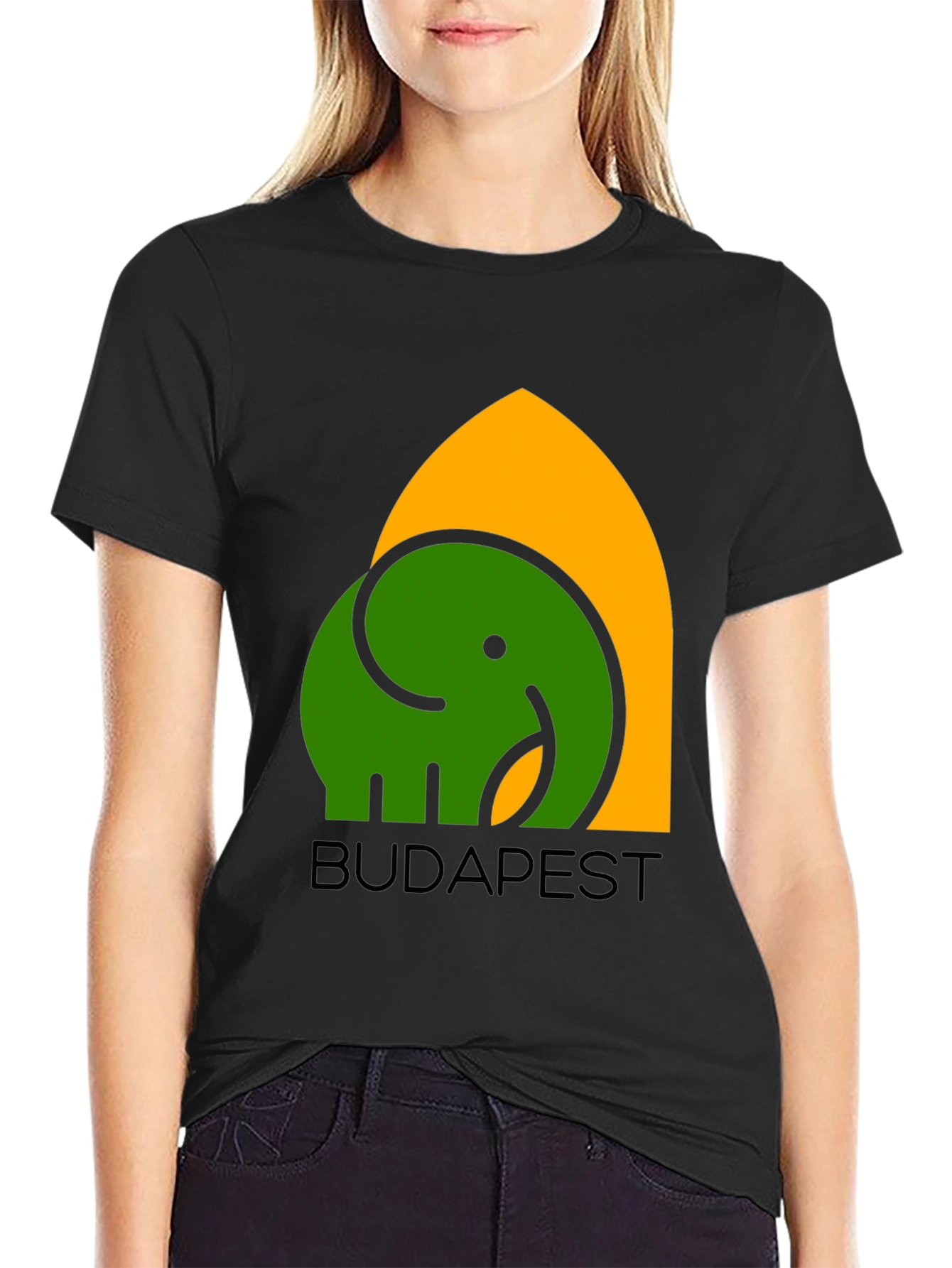 Budapest Elephant Graphic T-Shirt - Black