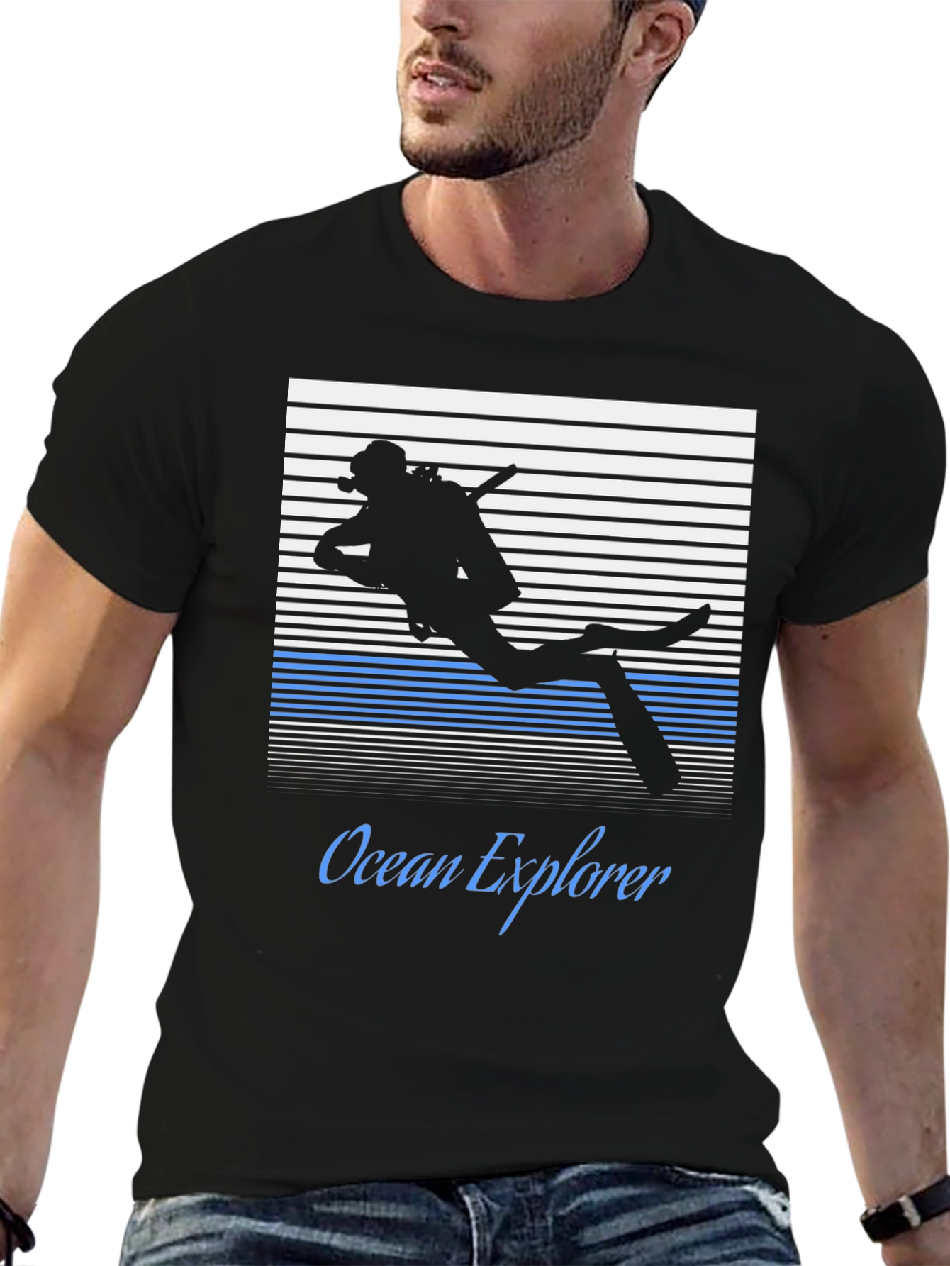 Ocean Explorer Scuba Diver Graphic Tee - Black