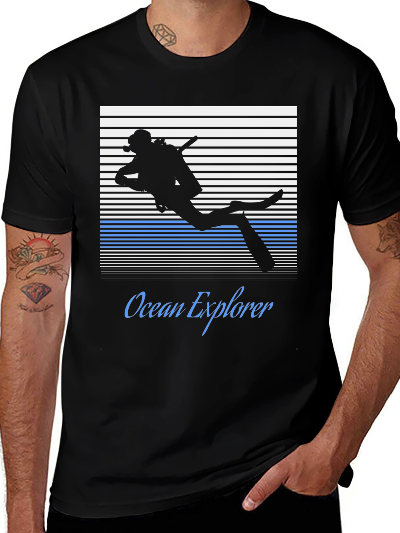 Ocean Explorer Scuba Diver Graphic Tee - Black