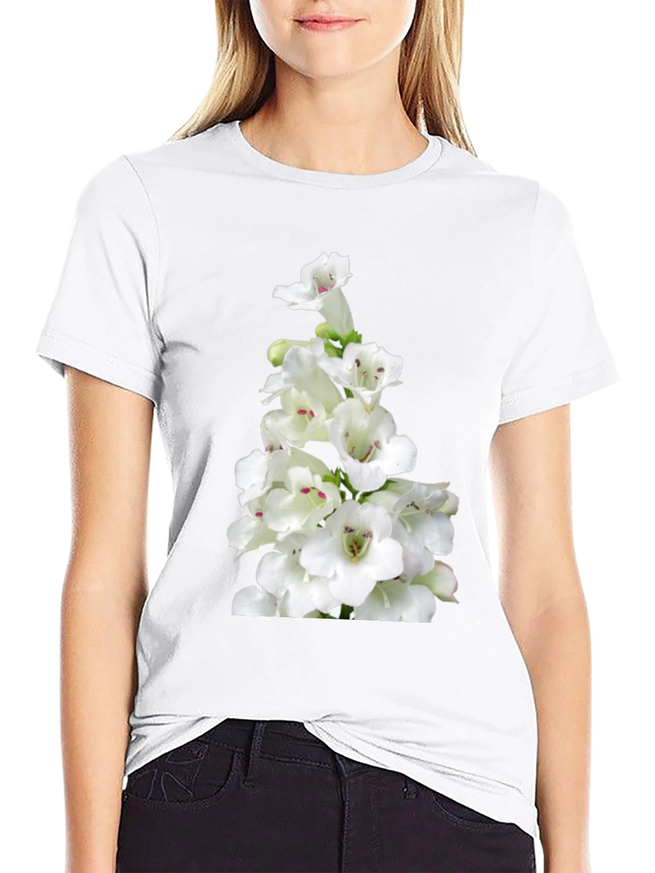Floral Graphic Tee - Classic Black Cotton T-Shirt