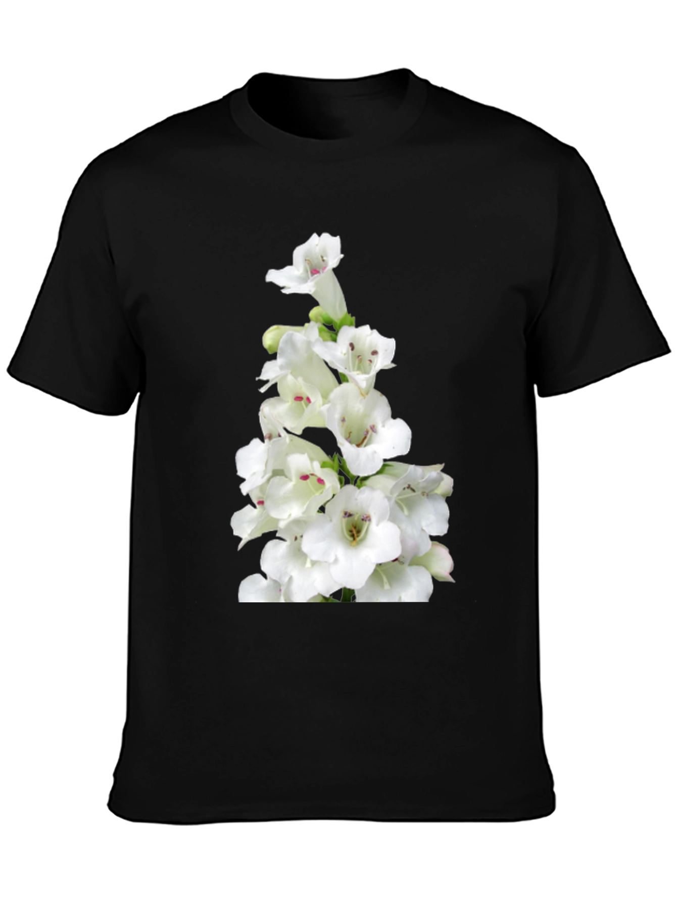 Floral Graphic Tee - Classic Black Cotton T-Shirt