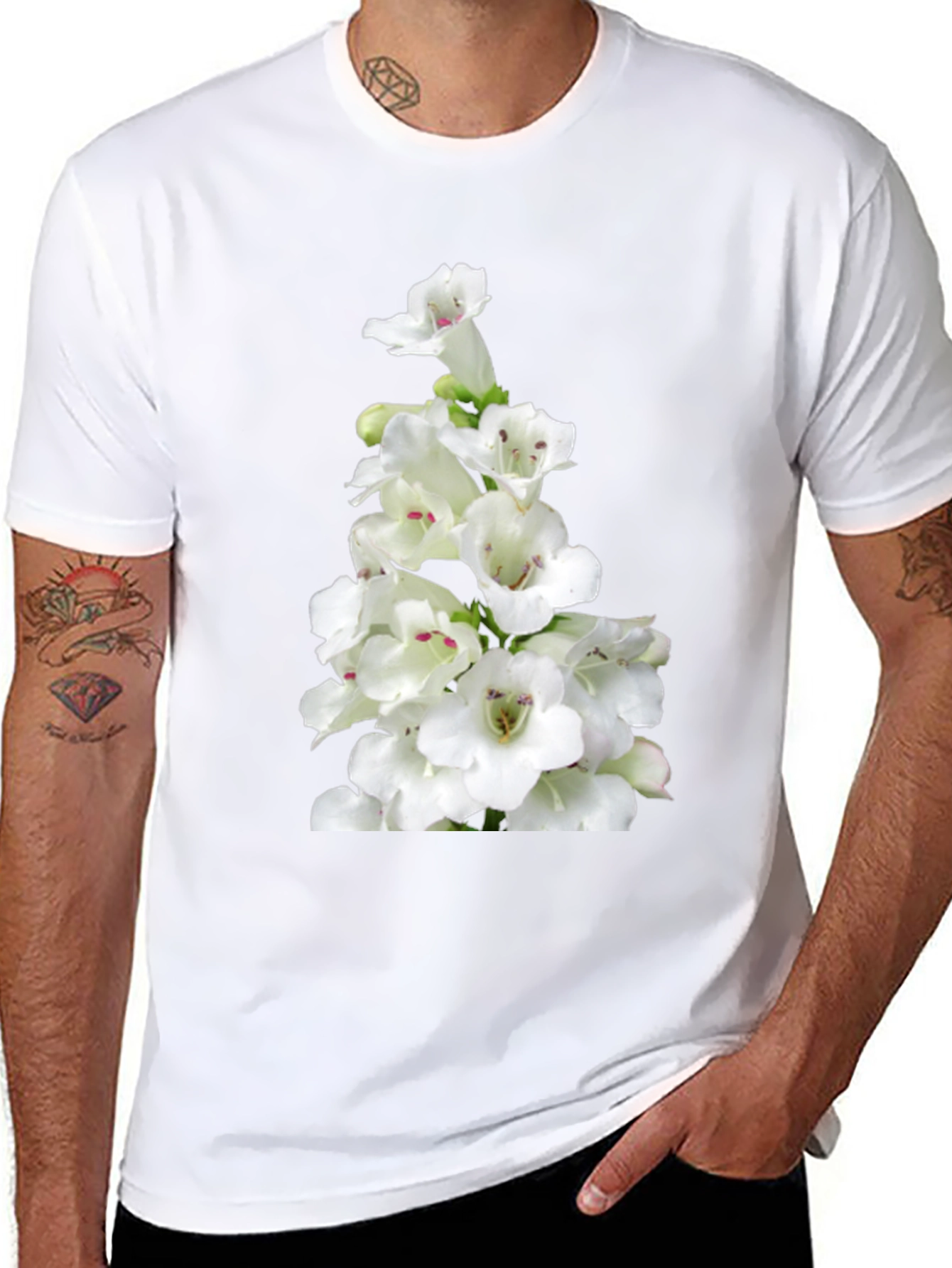 Floral Graphic Tee - Classic Black Cotton T-Shirt