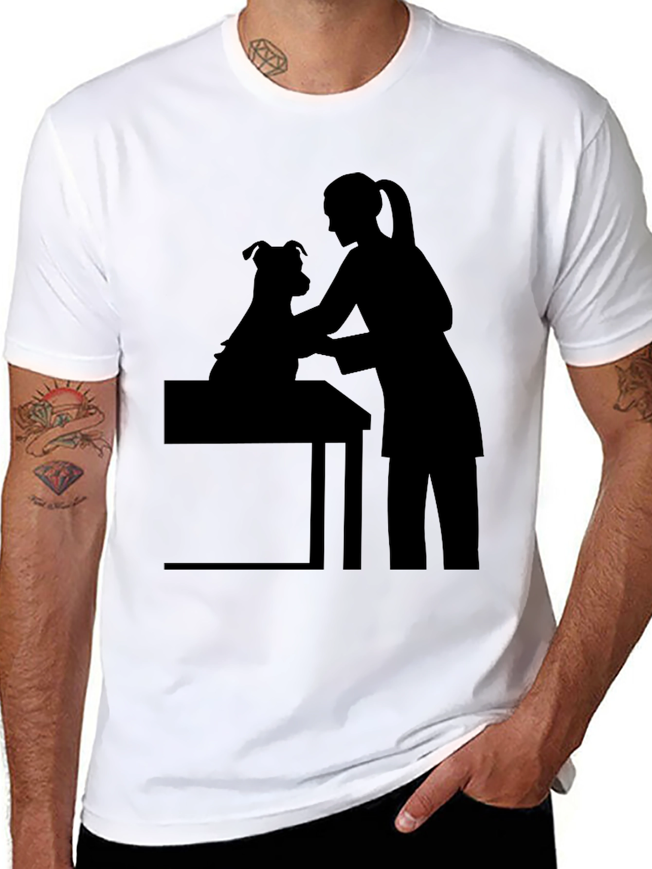 Dog Groomer Silhouette Black T-Shirt