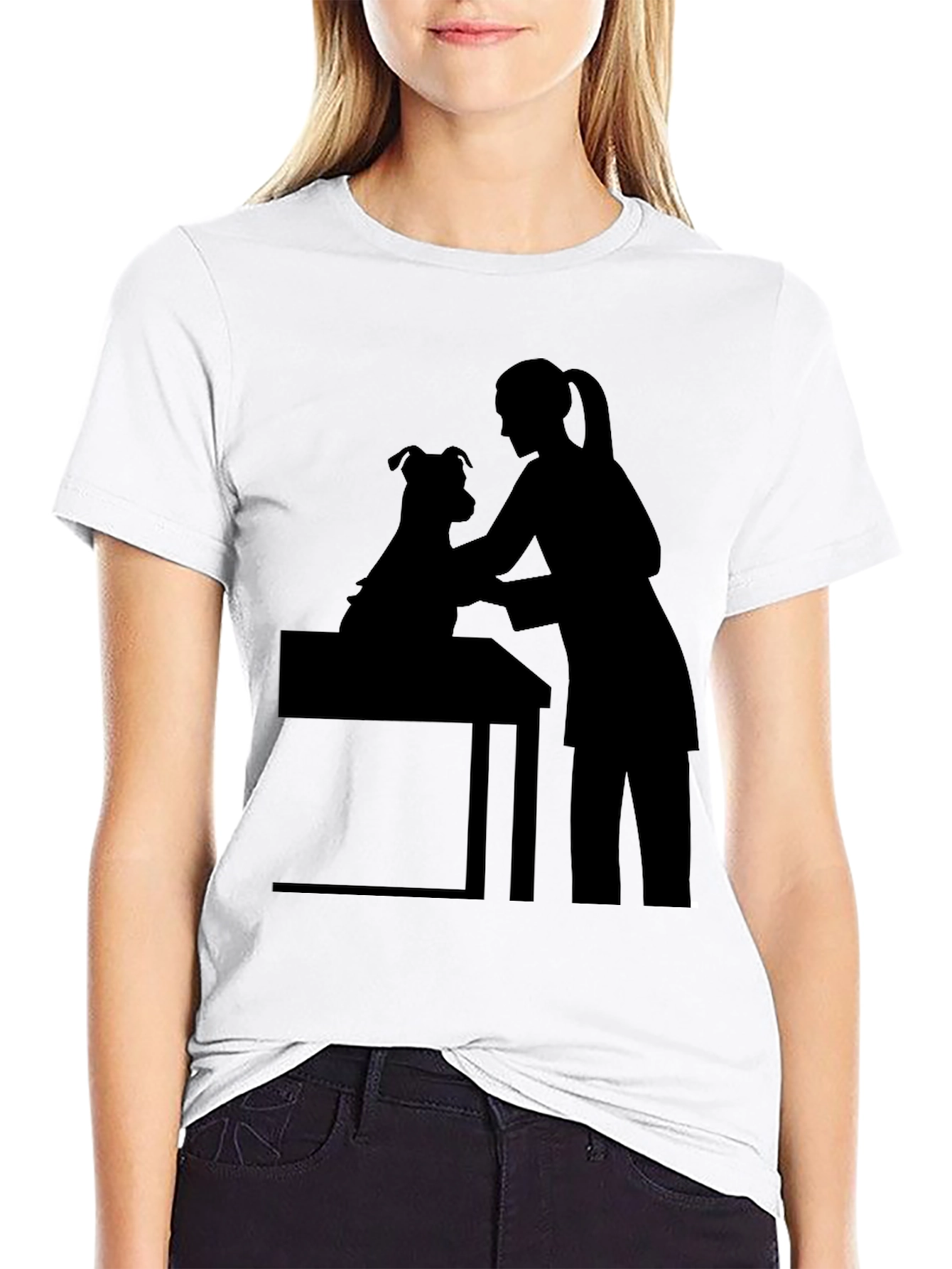 Dog Groomer Silhouette Black T-Shirt