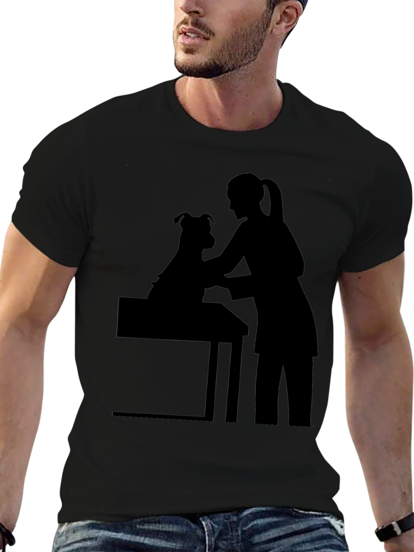 Dog Groomer Silhouette Black T-Shirt