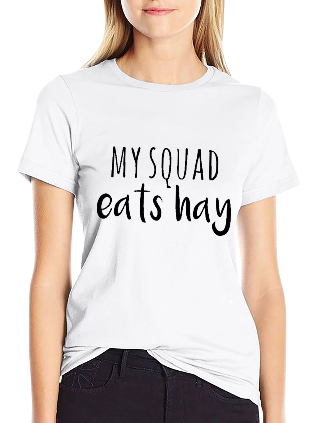 Funny My Squad Eats Hay Black T-Shirt