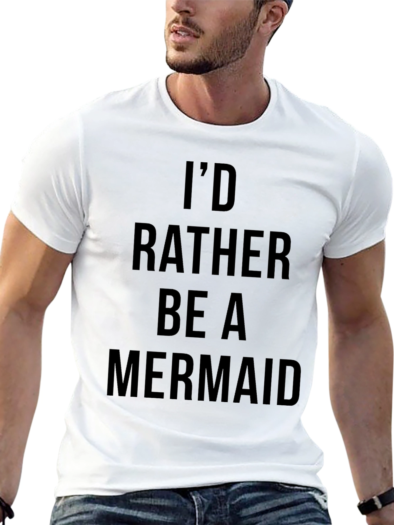 Id Rather Be A Mermaid Black Graphic Tee