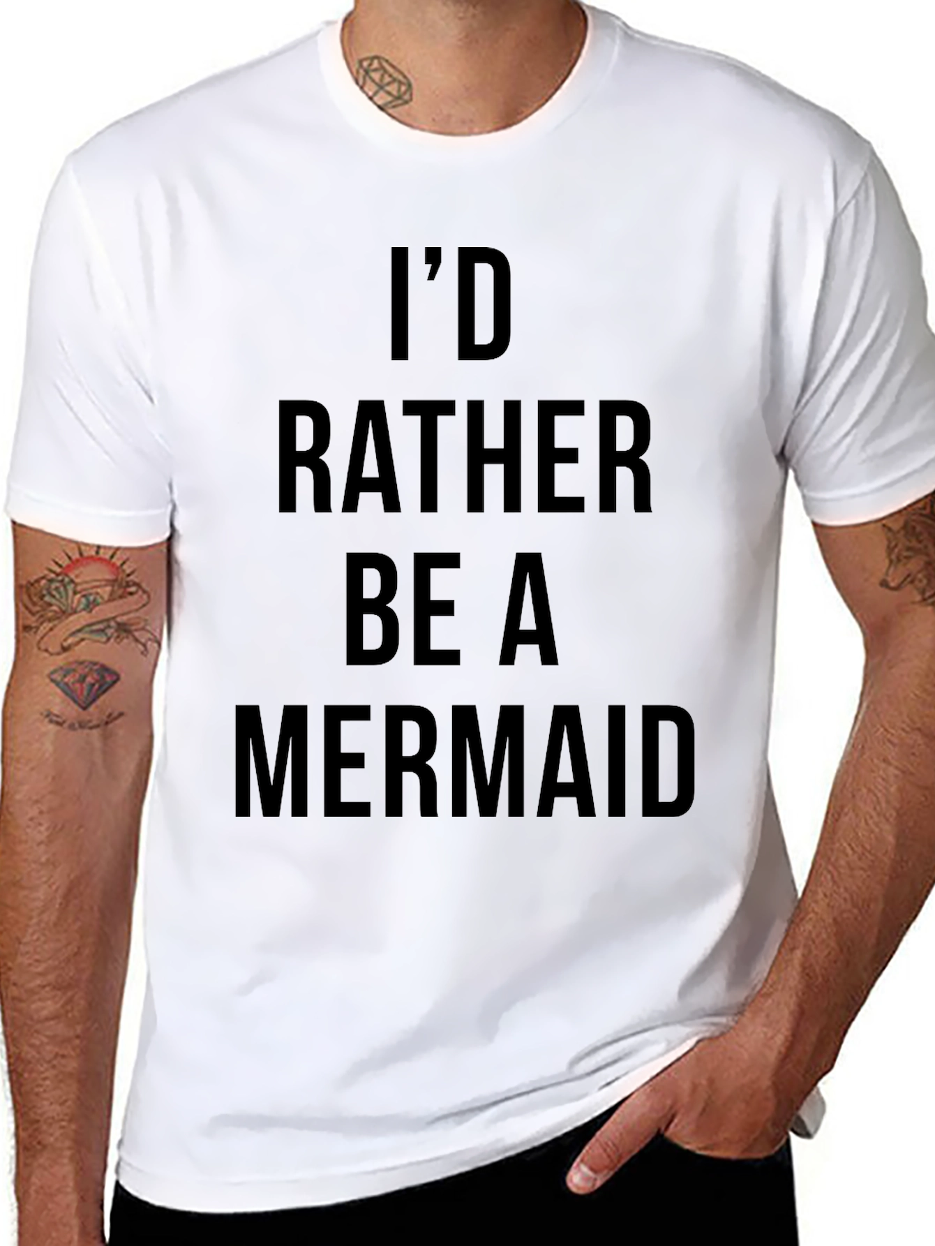 Id Rather Be A Mermaid Black Graphic Tee