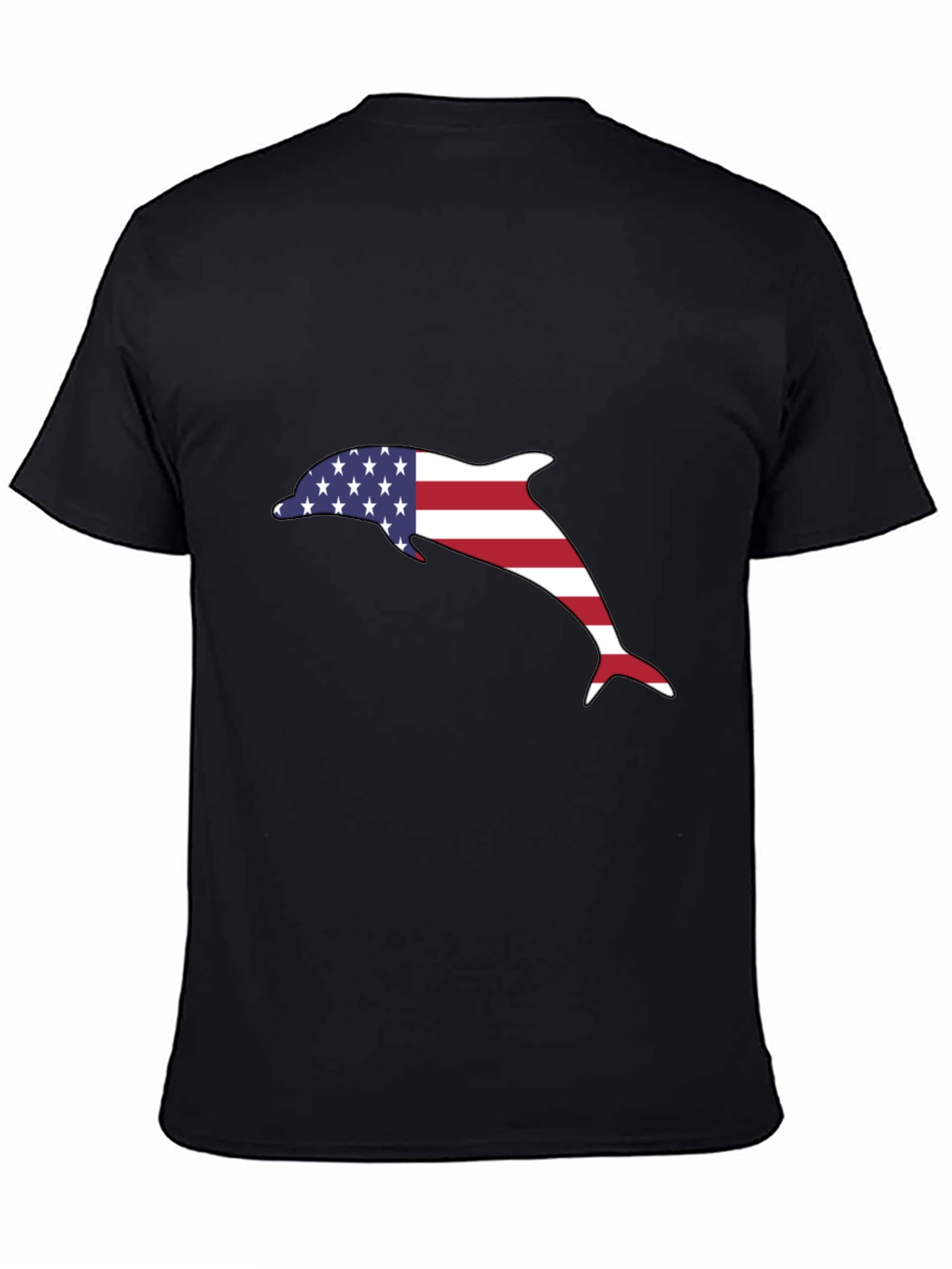 American Flag Dolphin Graphic Tee - Black