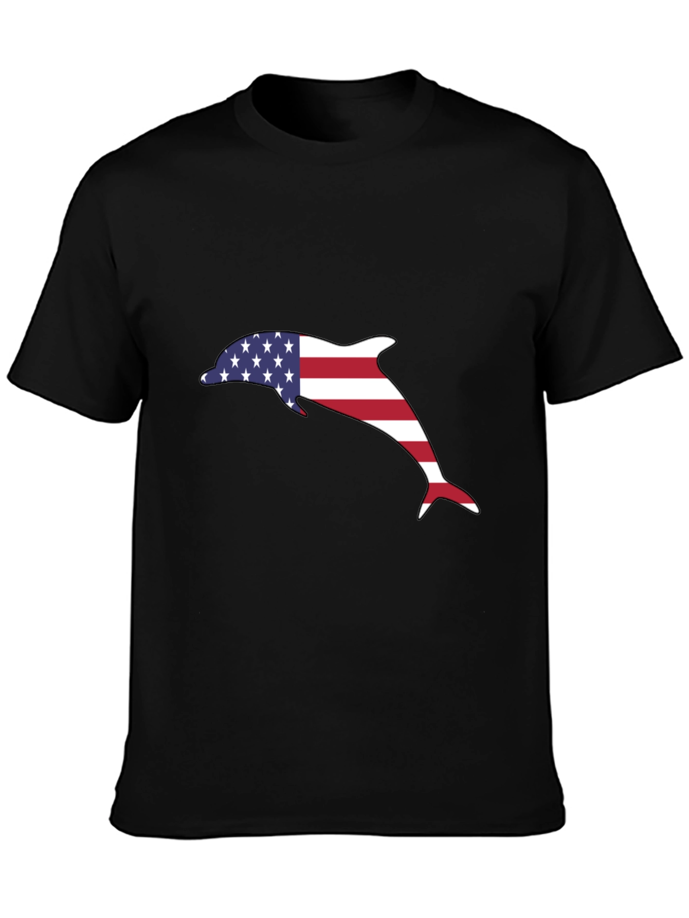 American Flag Dolphin Graphic Tee - Black