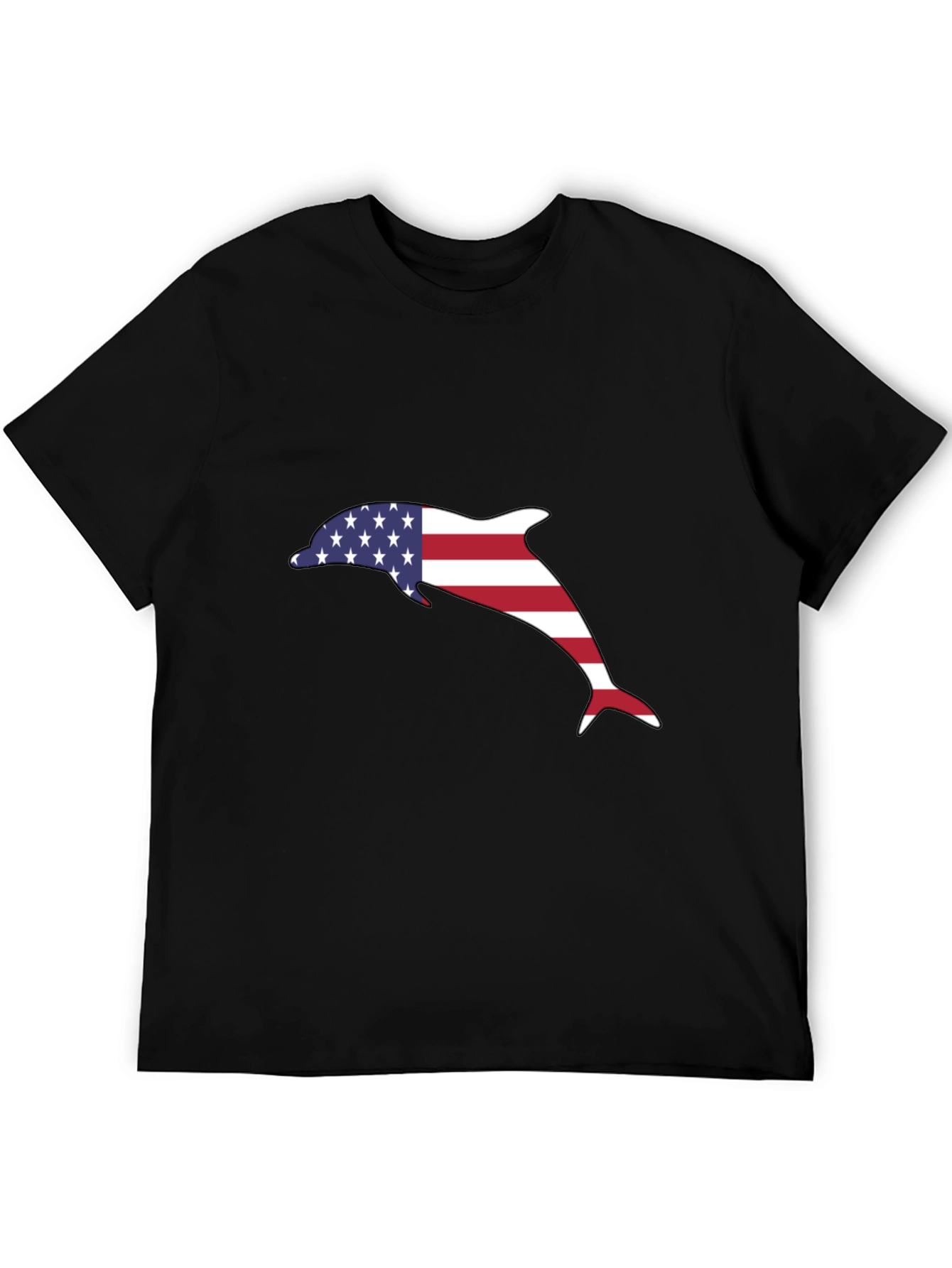 American Flag Dolphin Graphic Tee - Black