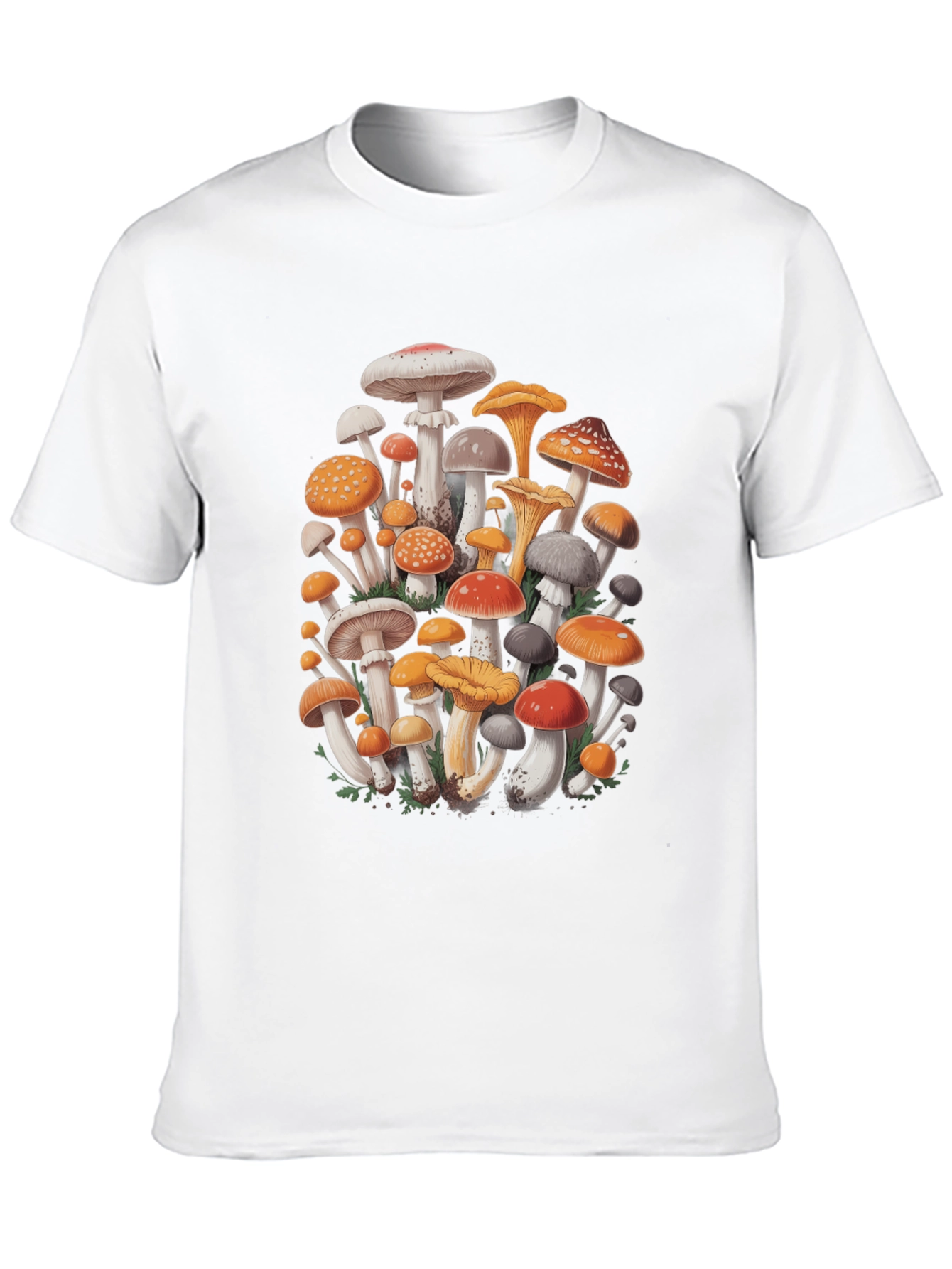 Mushroom Print Graphic Tee - Black Cotton Blend