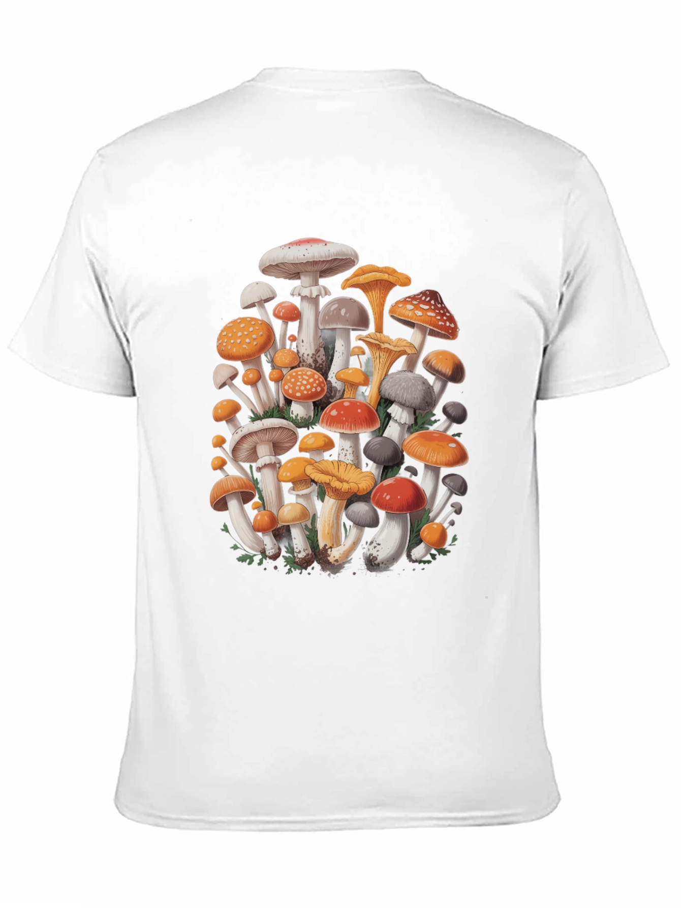 Mushroom Print Graphic Tee - Black Cotton Blend