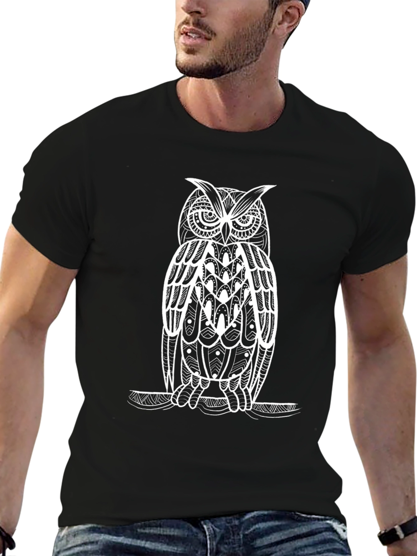 Owl Graphic Tee - Unique Design Stylish Black T-Shirt