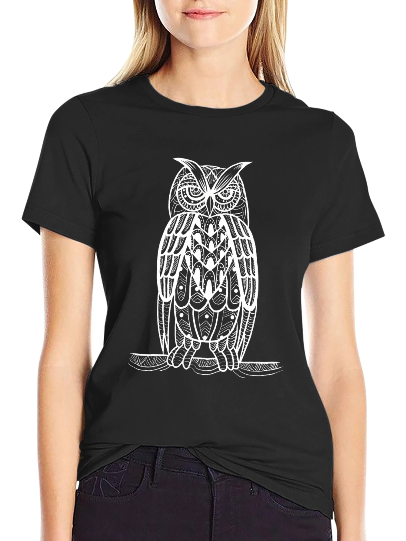 Owl Graphic Tee - Unique Design Stylish Black T-Shirt