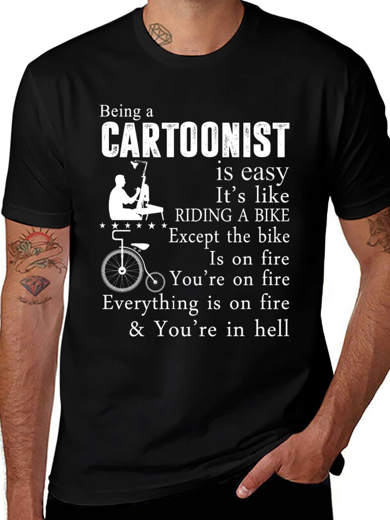 Cartoonist Hellfire T-Shirt: Funny Artist Tee