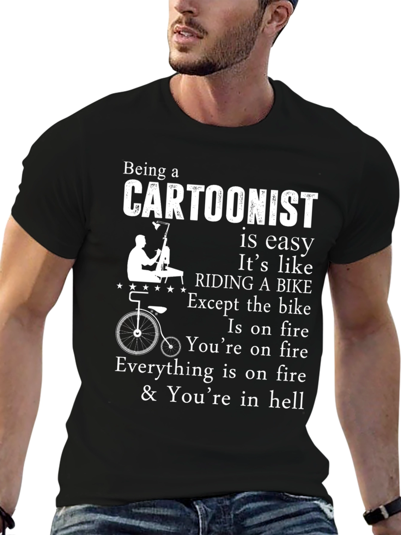 Cartoonist Hellfire T-Shirt: Funny Artist Tee