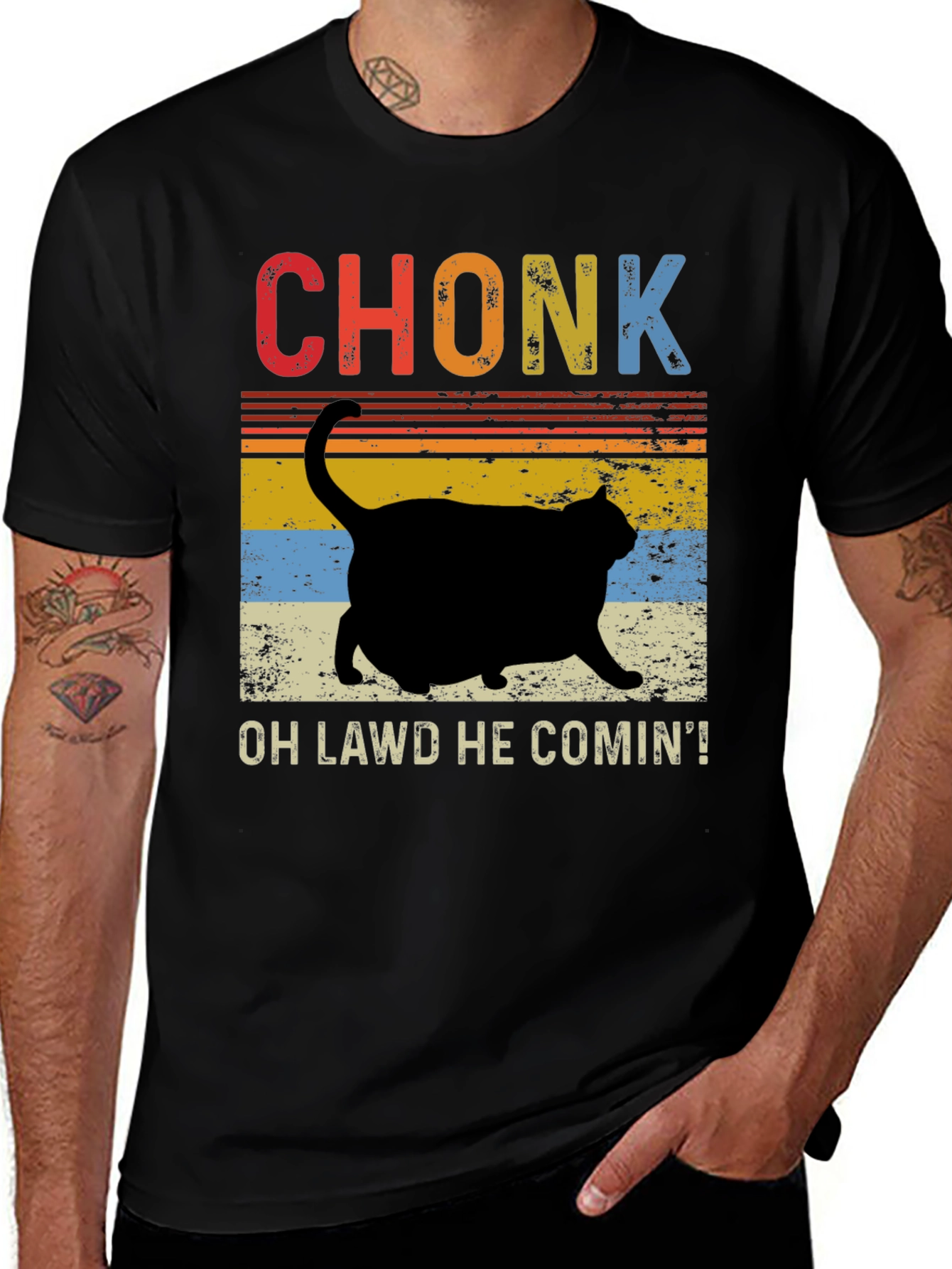 Chonk Cat T-Shirt - Oh Lawd He Comin!