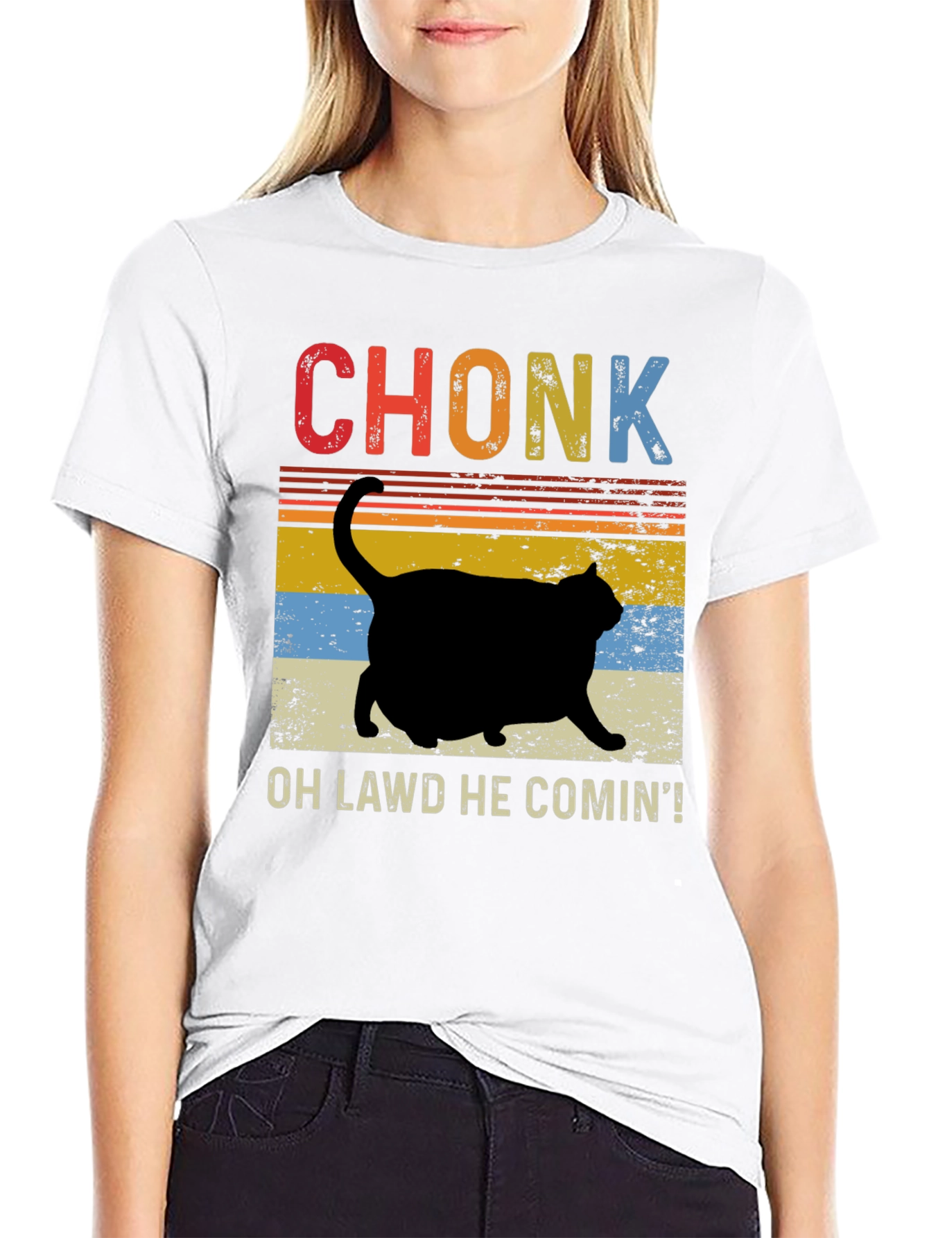 Chonk Cat T-Shirt - Oh Lawd He Comin!