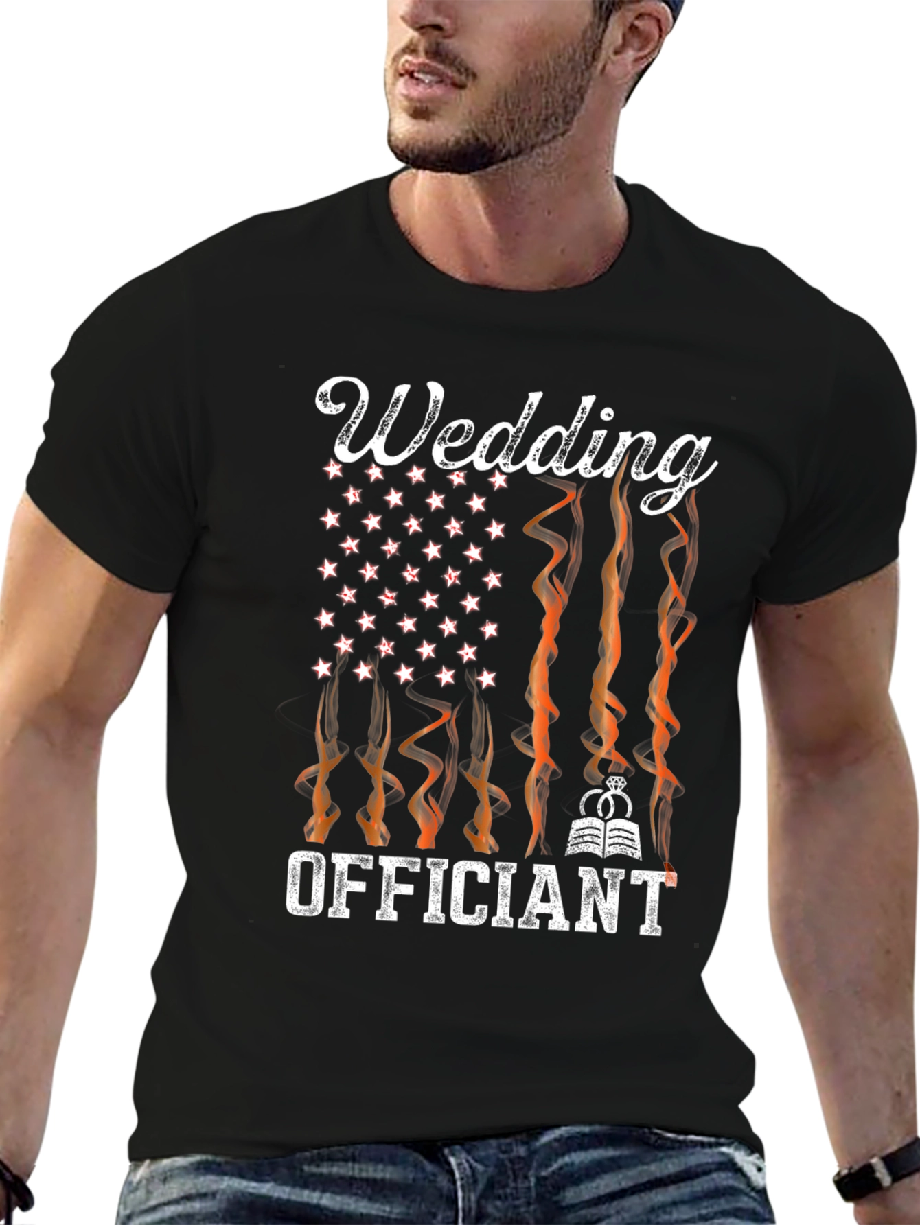 Wedding Officiant Graphic Tee - American Flag Design