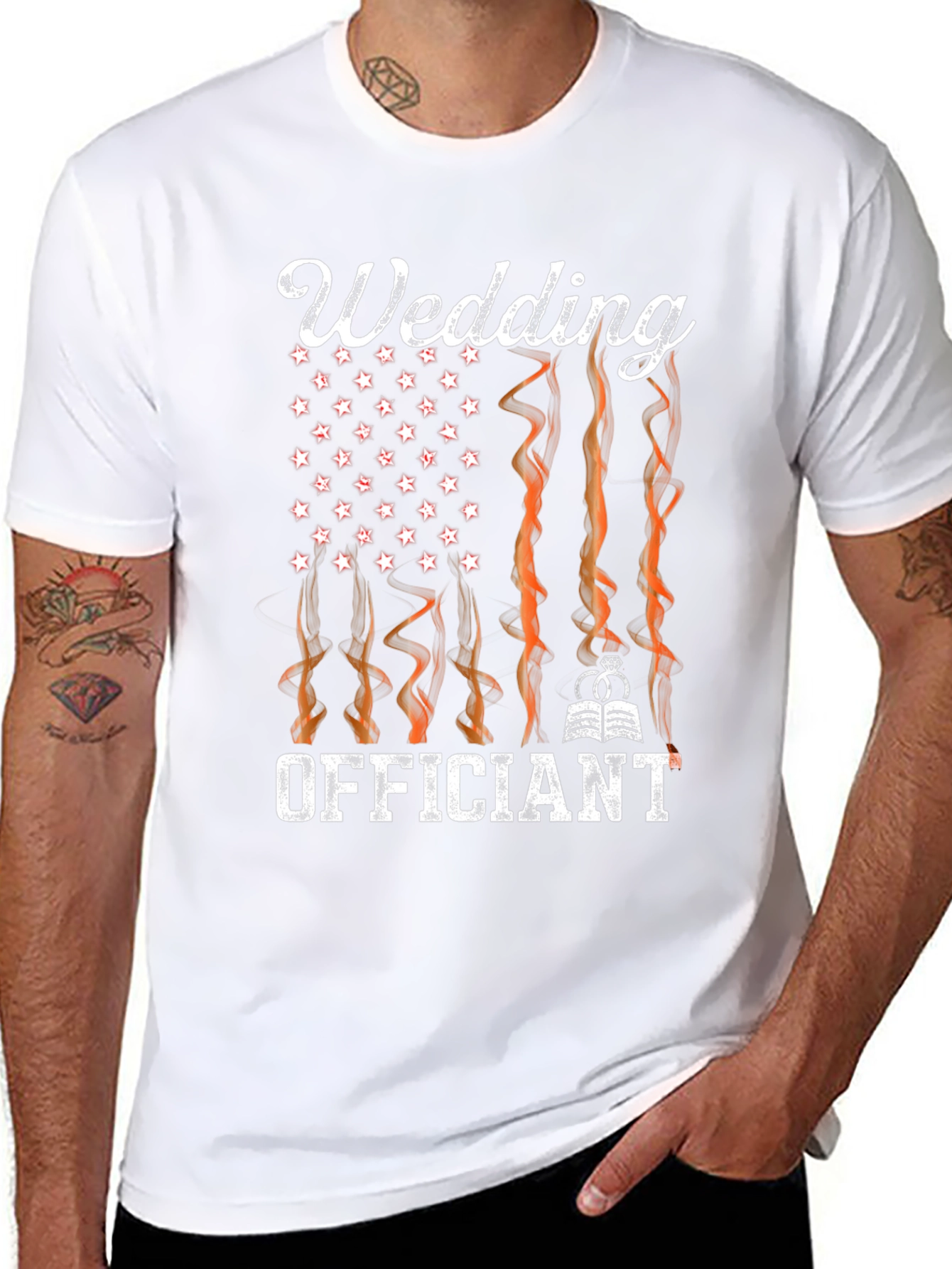 Wedding Officiant Graphic Tee - American Flag Design