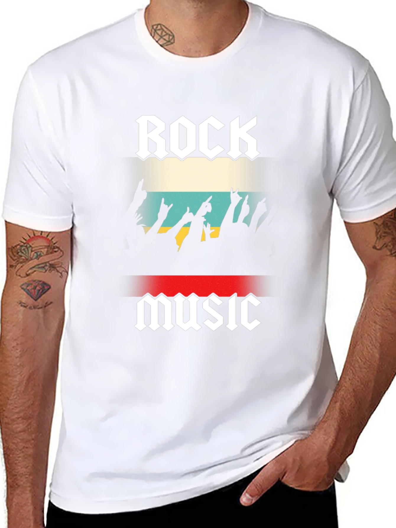 Rock Music Graphic Tee - Black Cotton T-Shirt