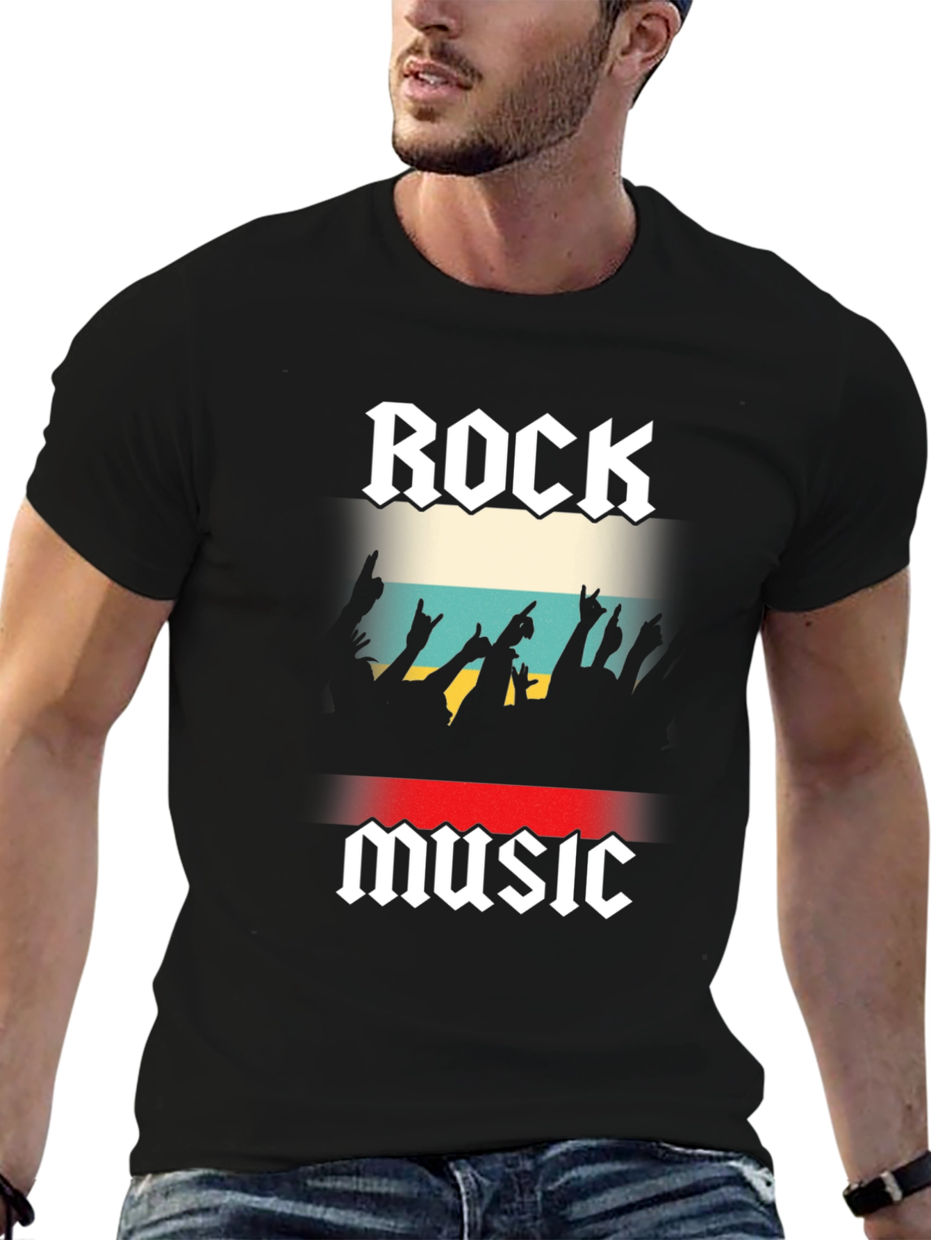 Rock Music Graphic Tee - Black Cotton T-Shirt