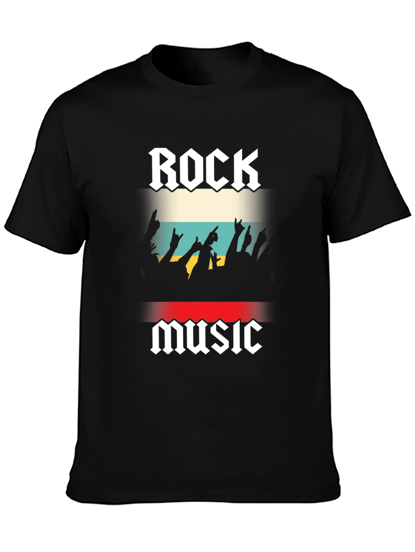 Rock Music Graphic Tee - Black Cotton T-Shirt