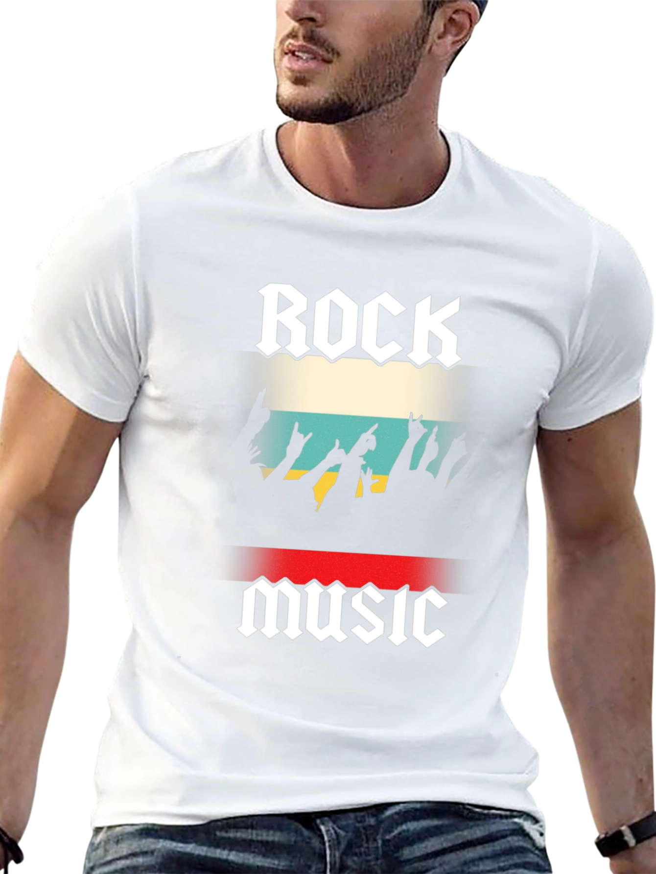 Rock Music Graphic Tee - Black Cotton T-Shirt