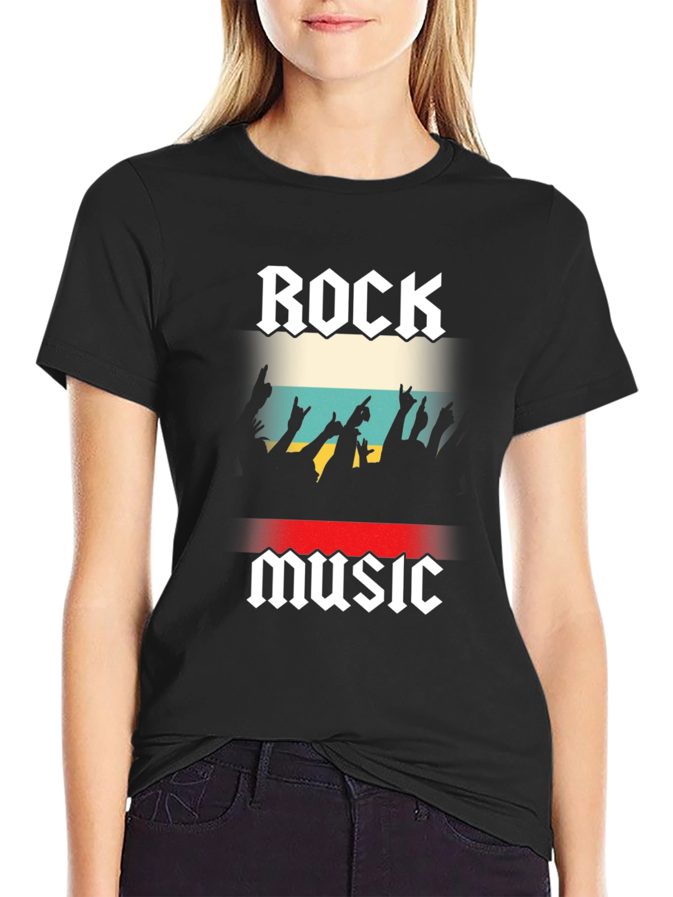 Rock Music Graphic Tee - Black Cotton T-Shirt