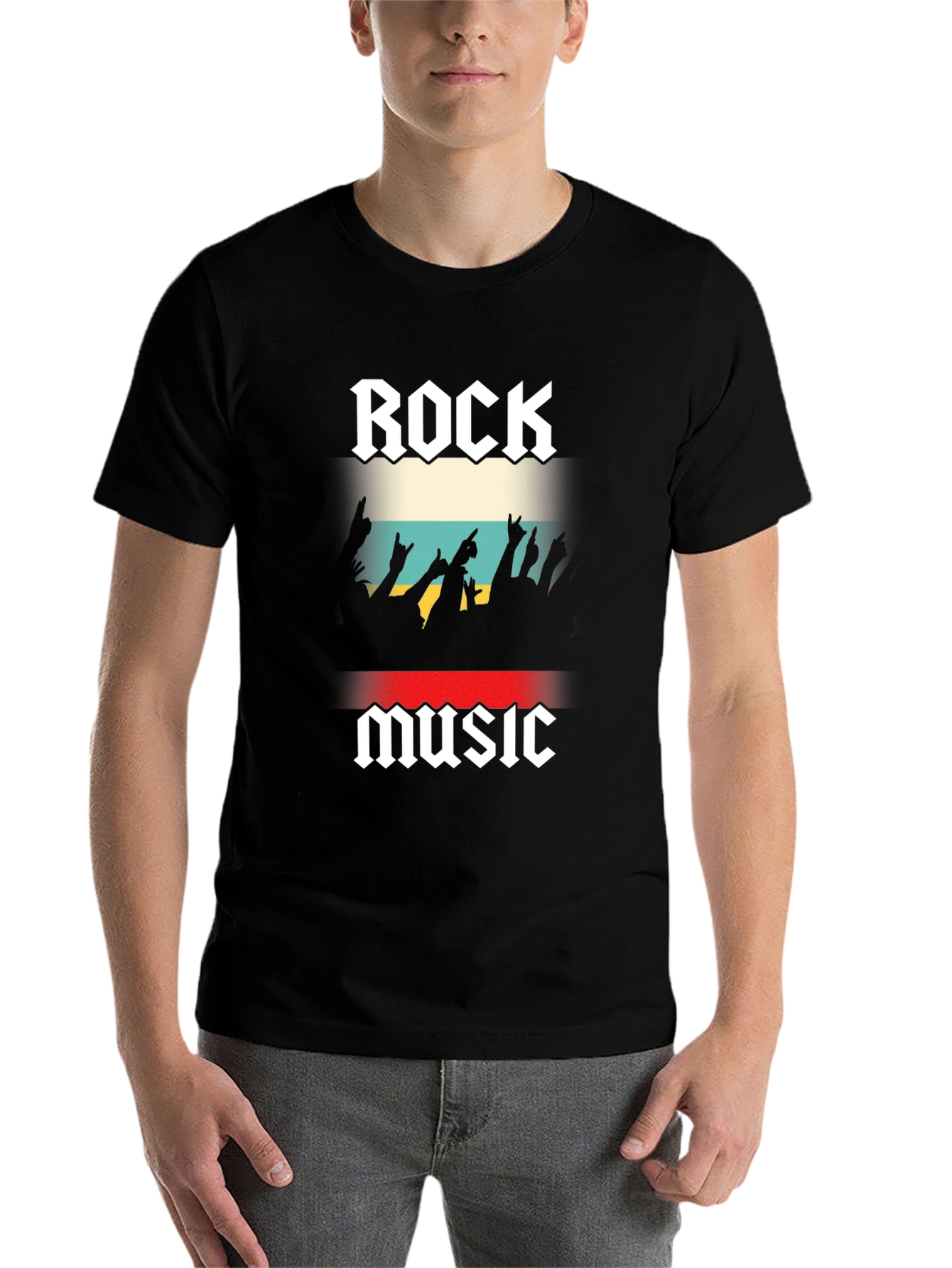 Rock Music Graphic Tee - Black Cotton T-Shirt