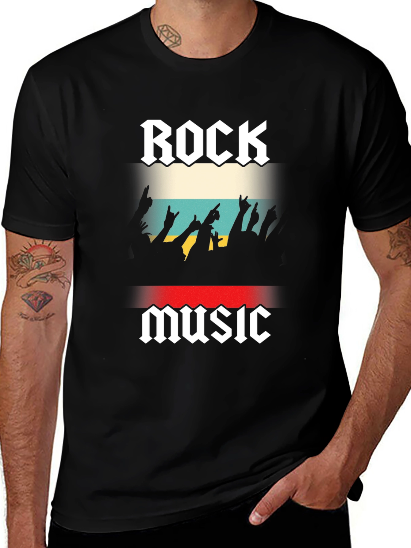 Rock Music Graphic Tee - Black Cotton T-Shirt