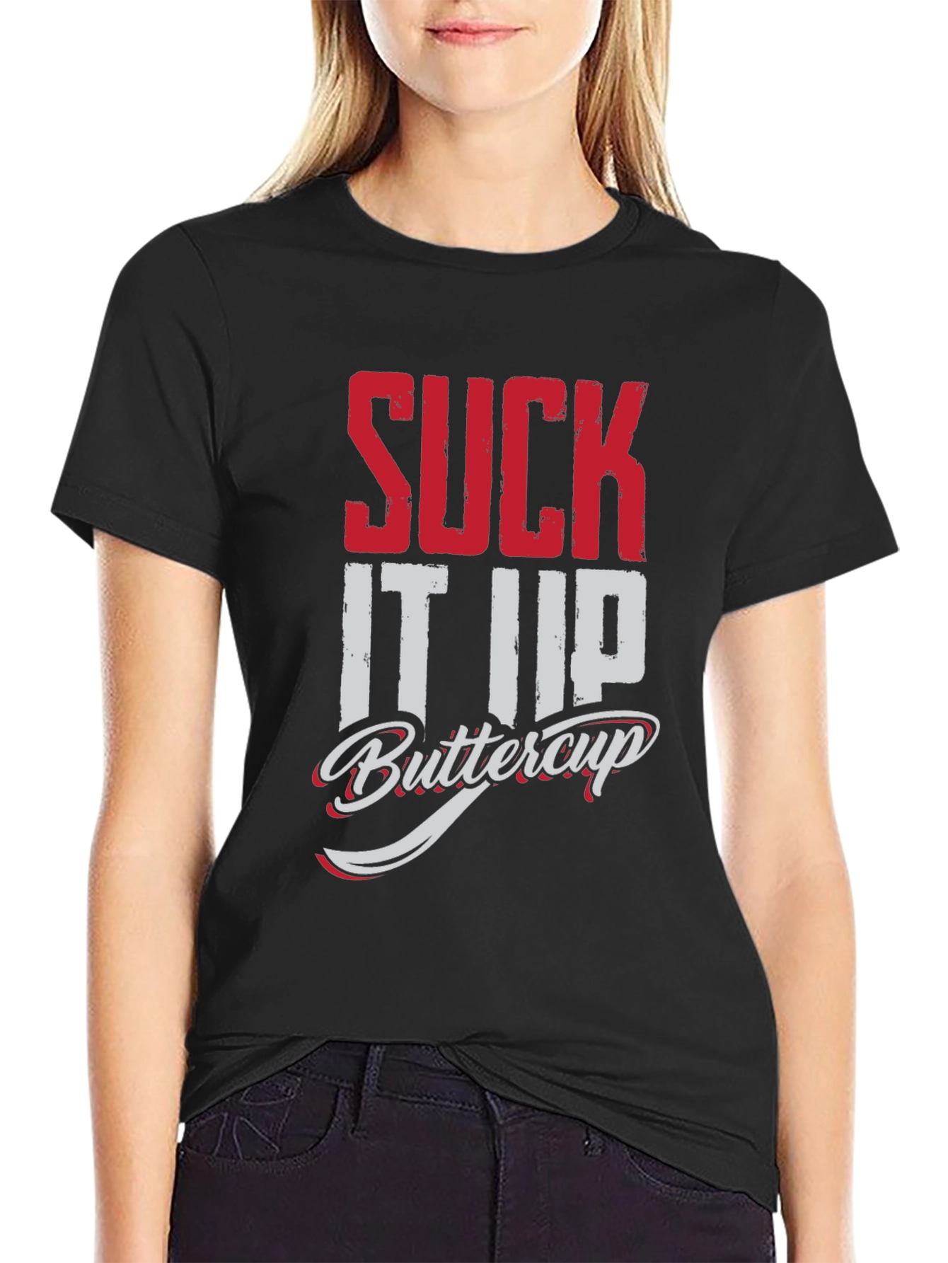 Suck It Up Buttercup Graphic Tee - Black