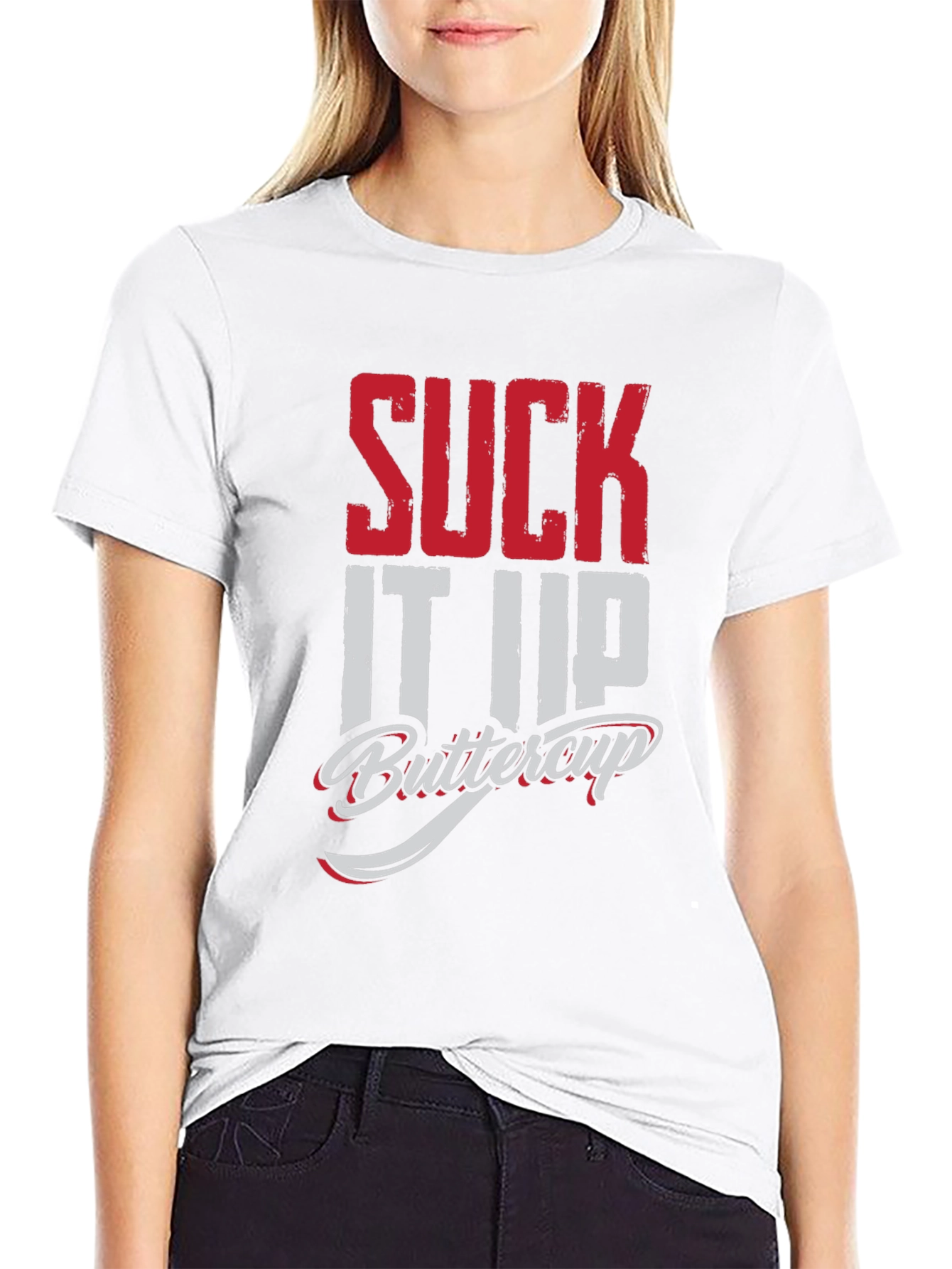 Suck It Up Buttercup Graphic Tee - Black