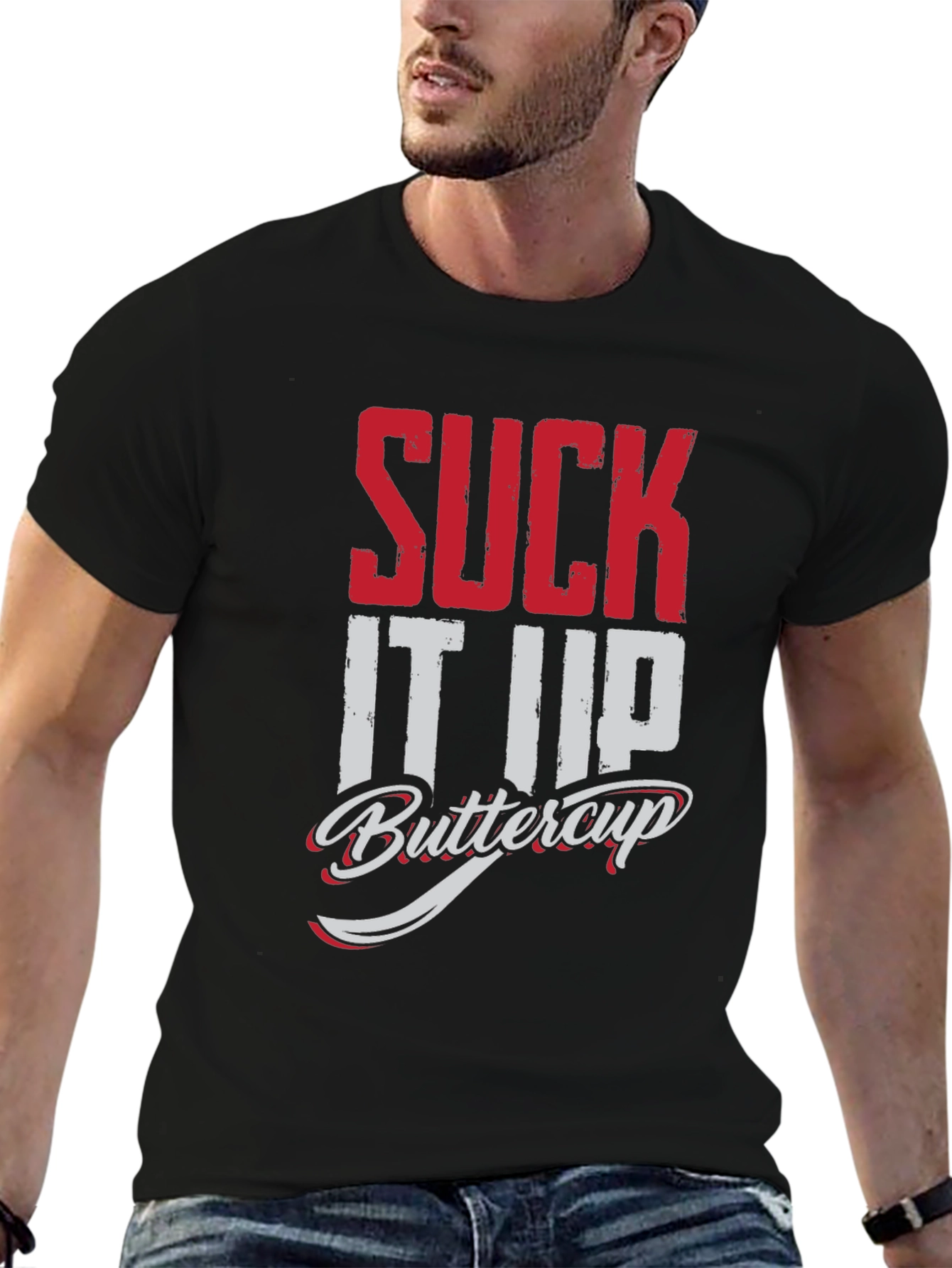 Suck It Up Buttercup Graphic Tee - Black