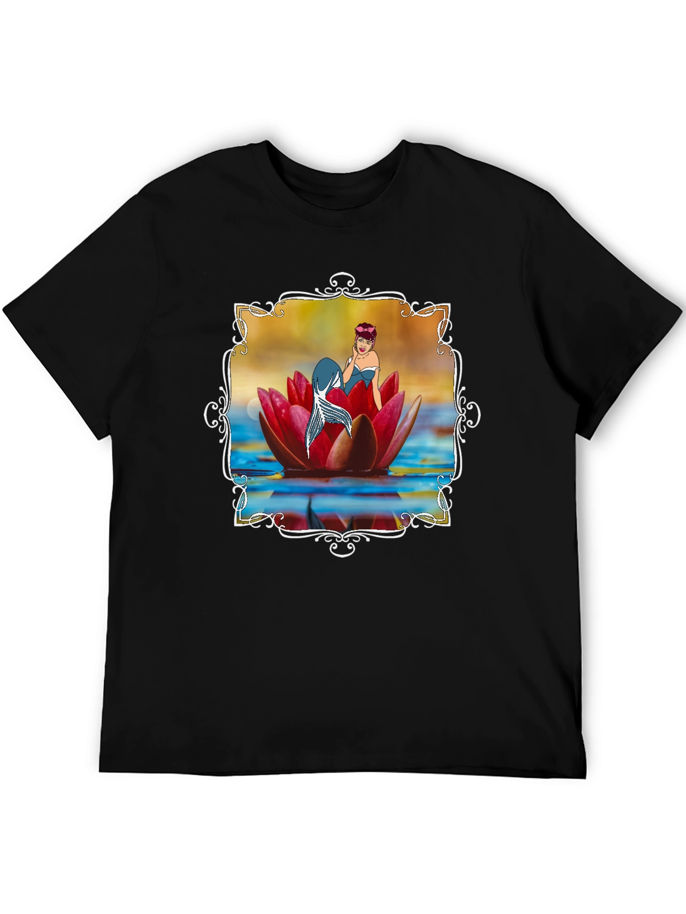 Mermaid Lotus Flower T-Shirt - Unique Graphic Tee