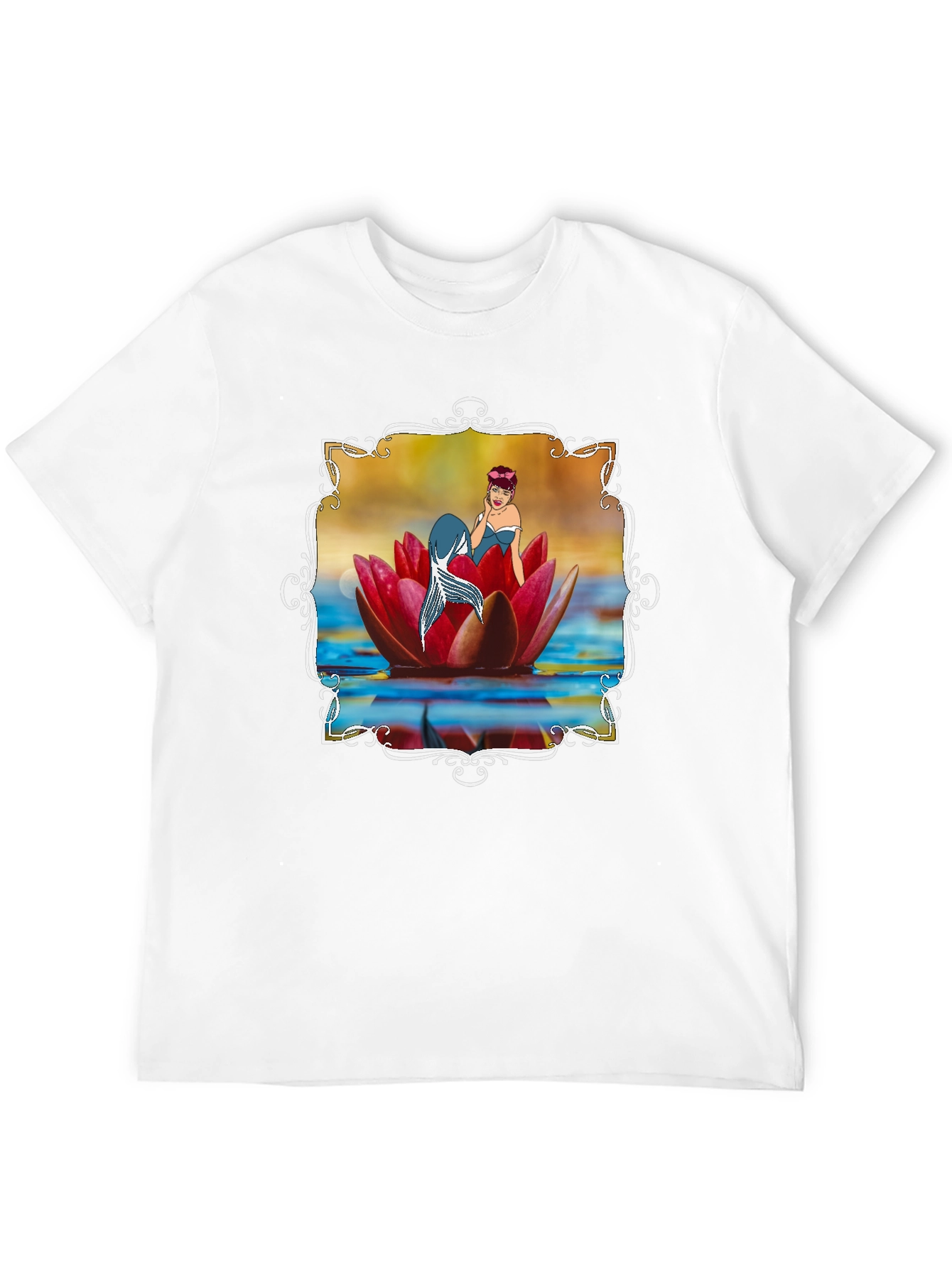 Mermaid Lotus Flower T-Shirt - Unique Graphic Tee
