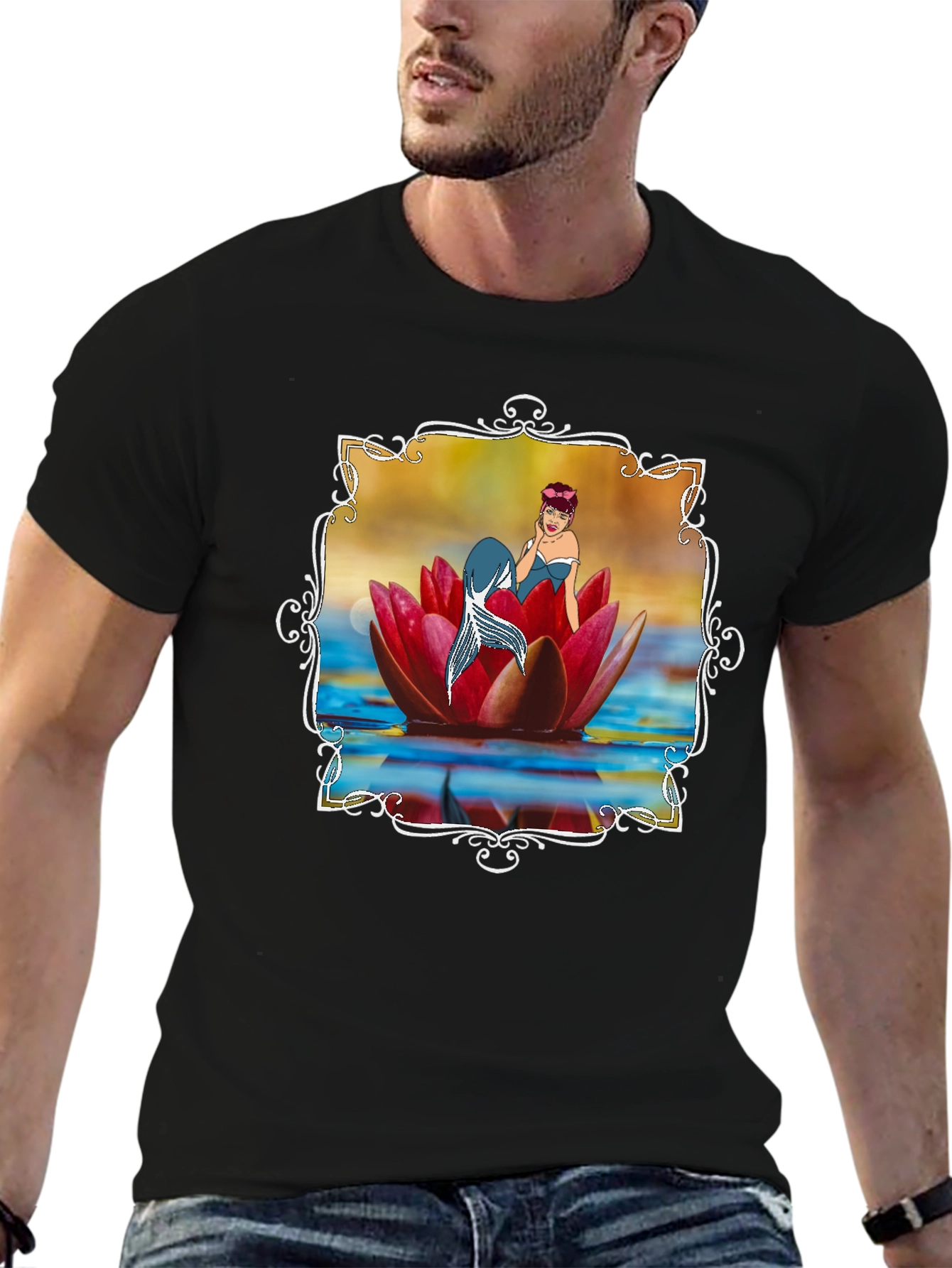 Mermaid Lotus Flower T-Shirt - Unique Graphic Tee
