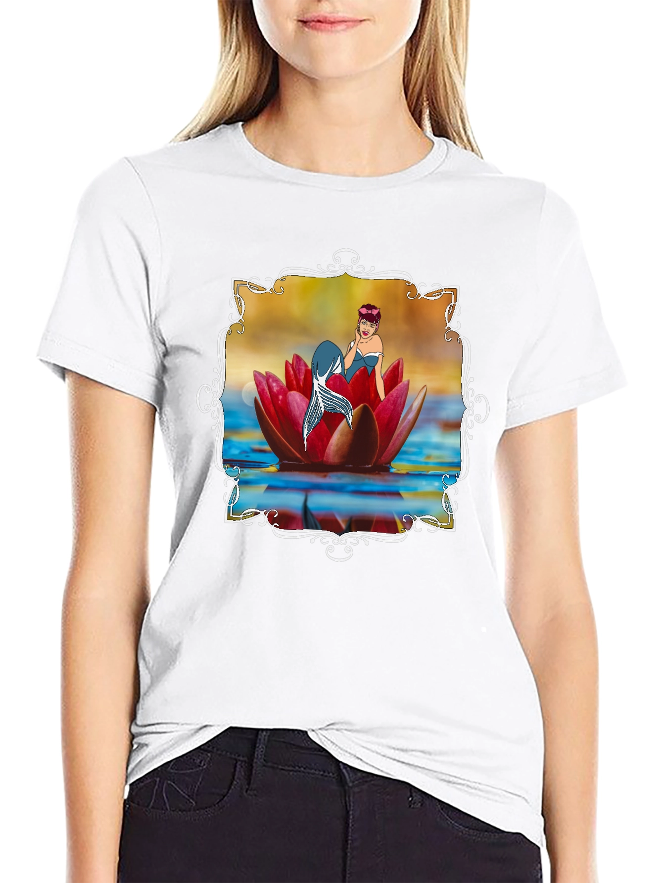 Mermaid Lotus Flower T-Shirt - Unique Graphic Tee